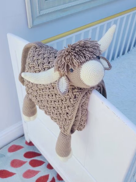 Highland Cow Crochet Baby Blanket Pattern - Scottish Afghan PDF - Crafting Happiness product image (6)