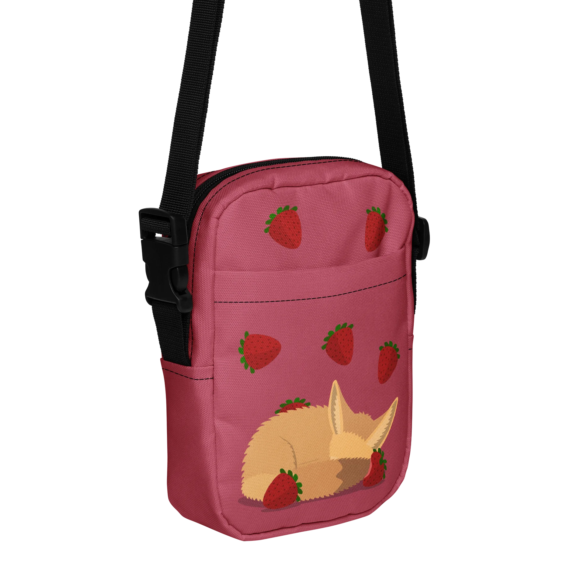 Sleepy Fennec Strawberry Crossbody Bag product image (1)