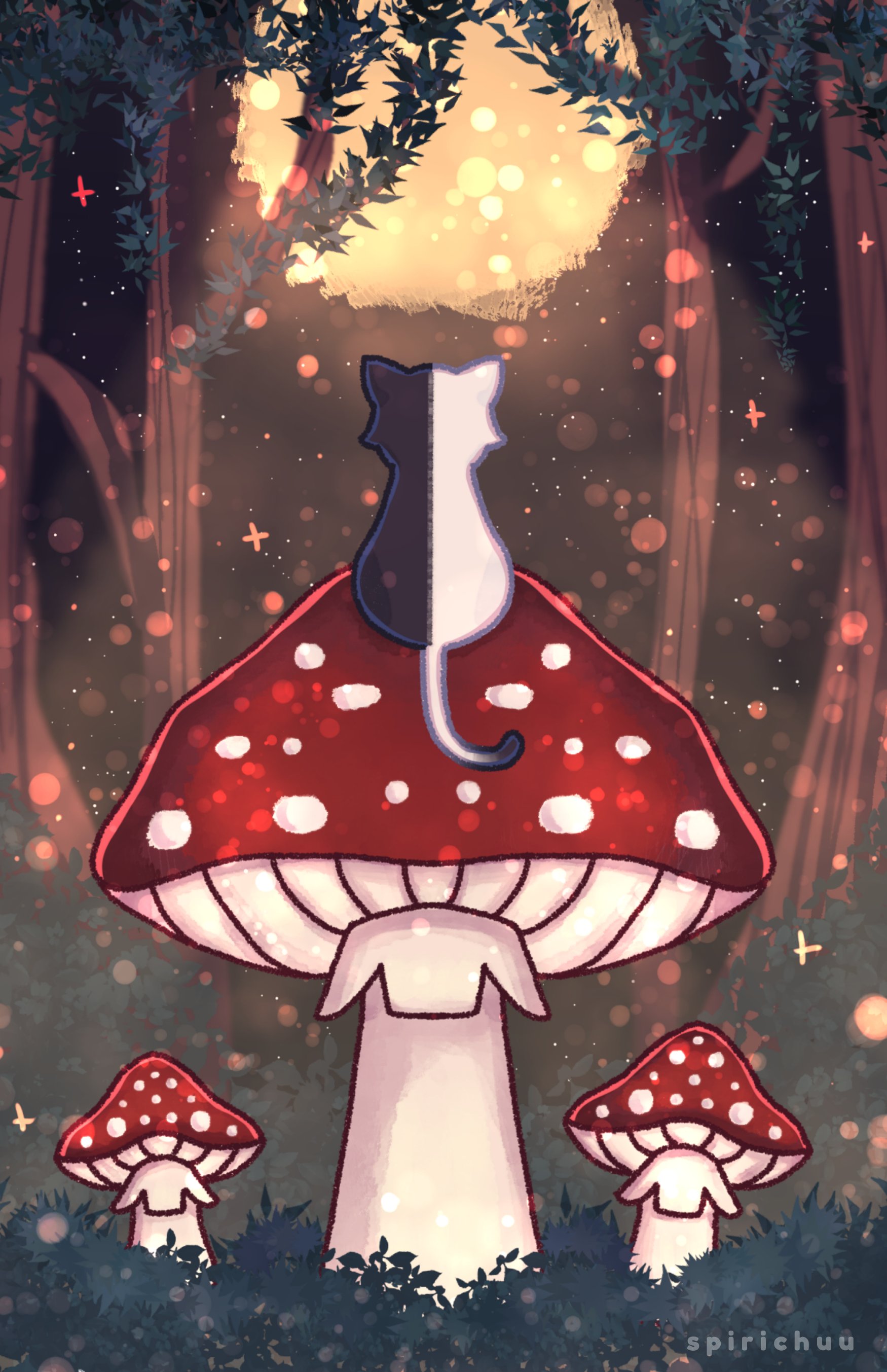 Cat On Mushroom Large Print product image (1)