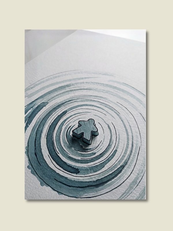Minimalist Watercolor Meeple on the Water Board Game Room Poster - UNFRAMED product image (1)