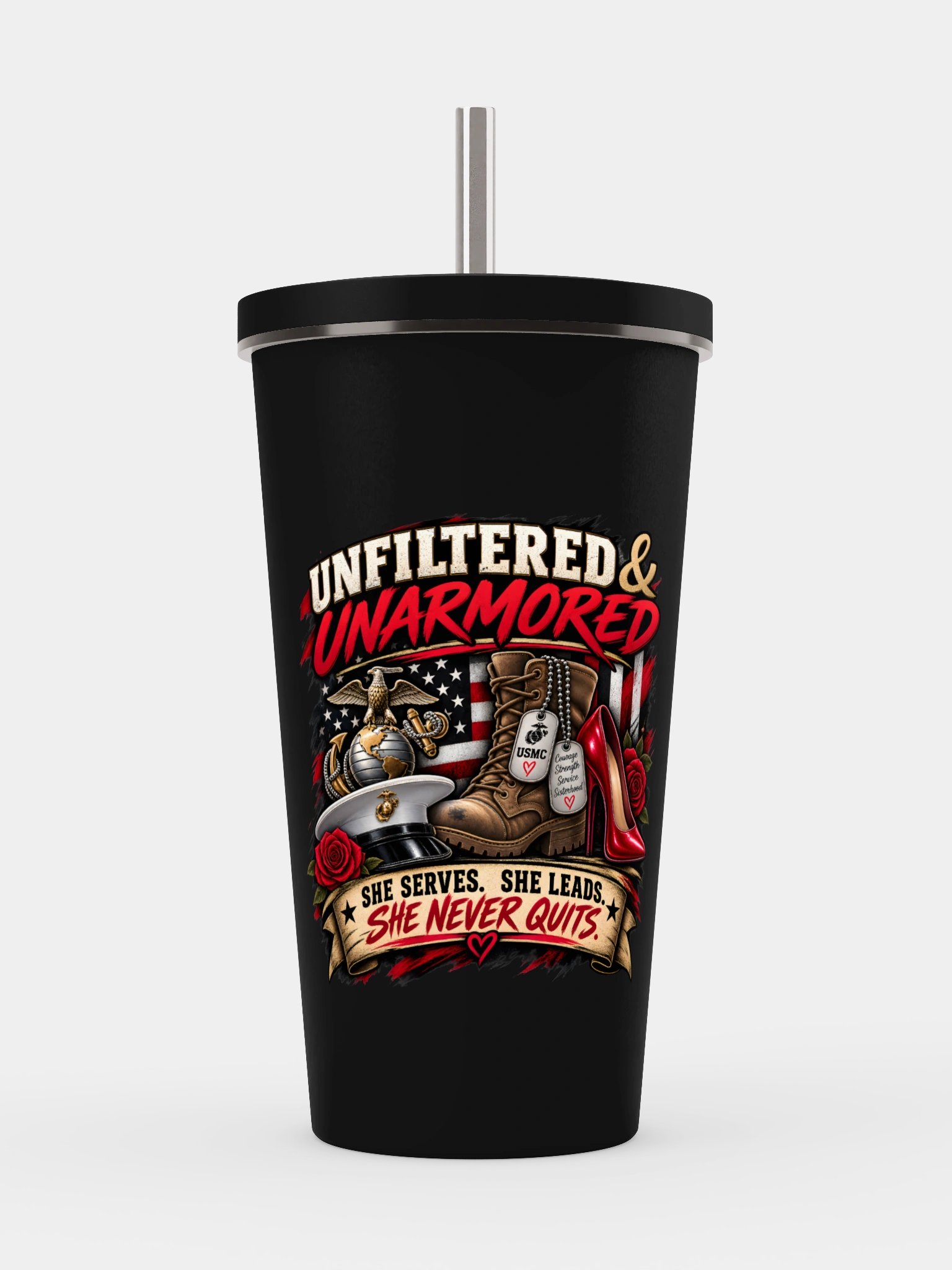 Marine Corps Tumbler - She Never Quits product image (1)