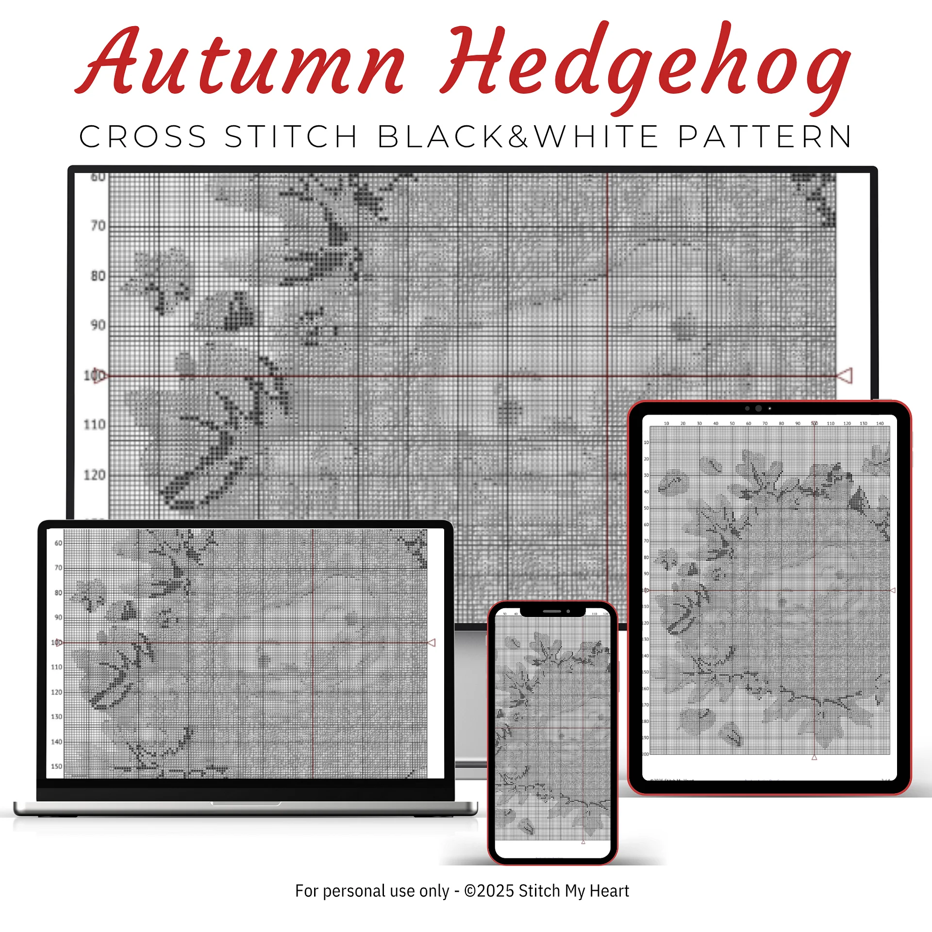 Autumn Hedgehog Cross Stitch Pattern product image (4)