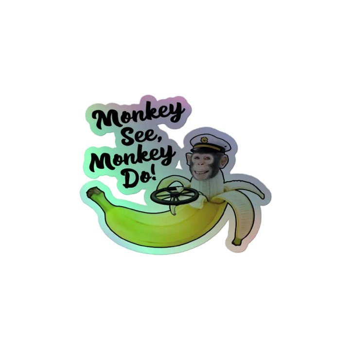 Whimsical Monkey See, Monkey Do! Holographic Sticker - Exclusive Design product image (2)