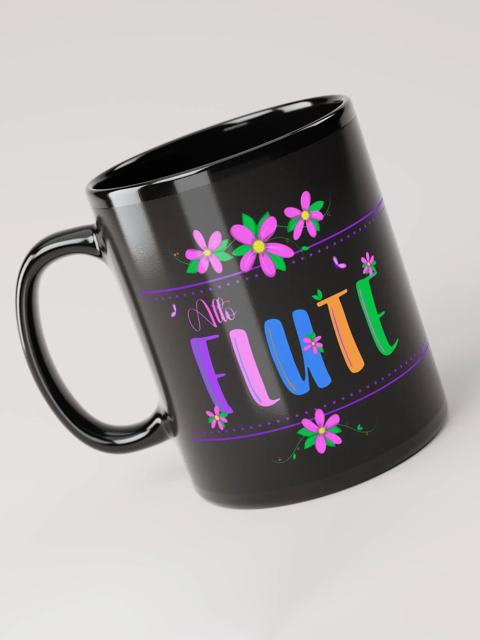 Floral Flutes Black Glossy Mug - Alto product image (3)