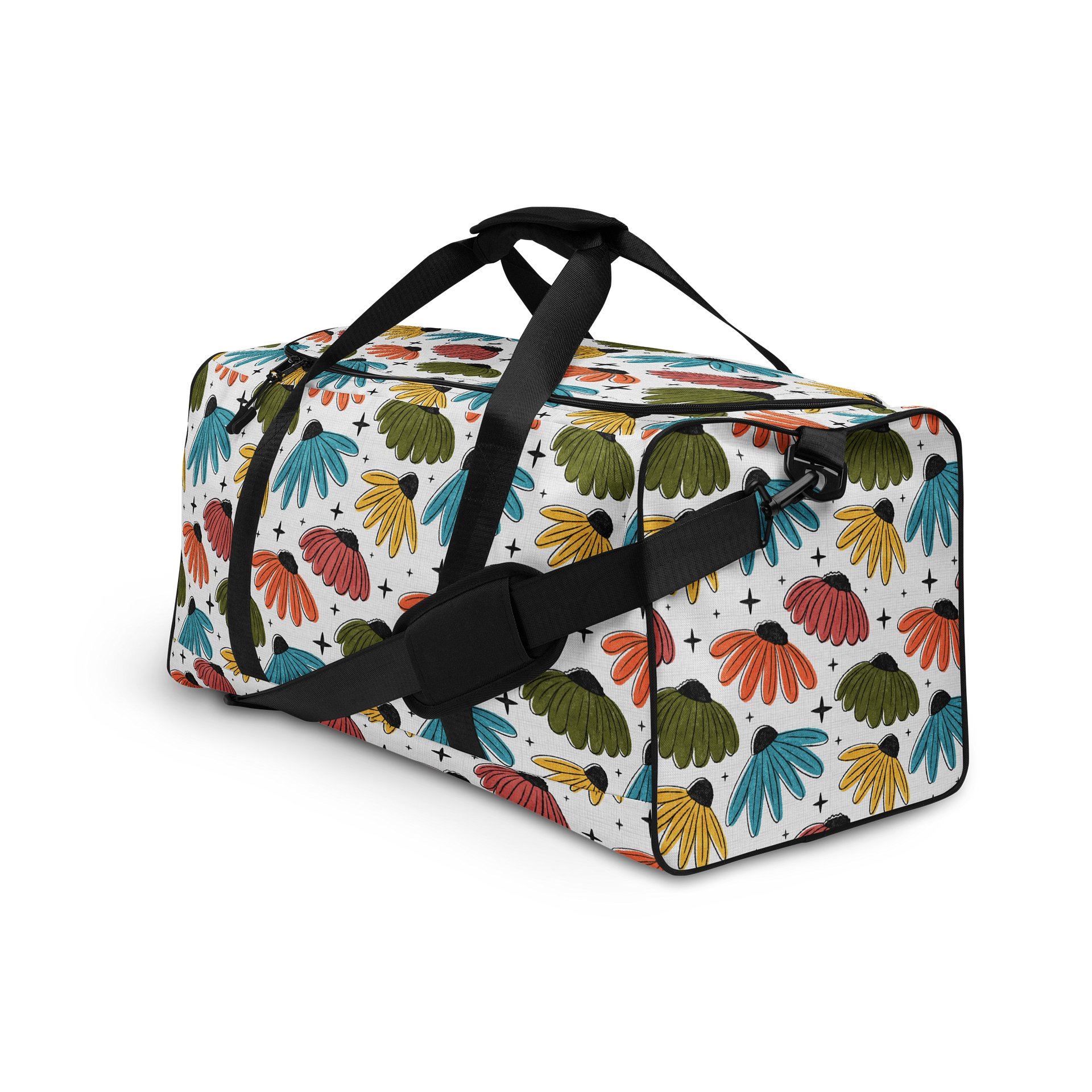 Retro Halftone Coneflowers Duffel Bag product image (3)