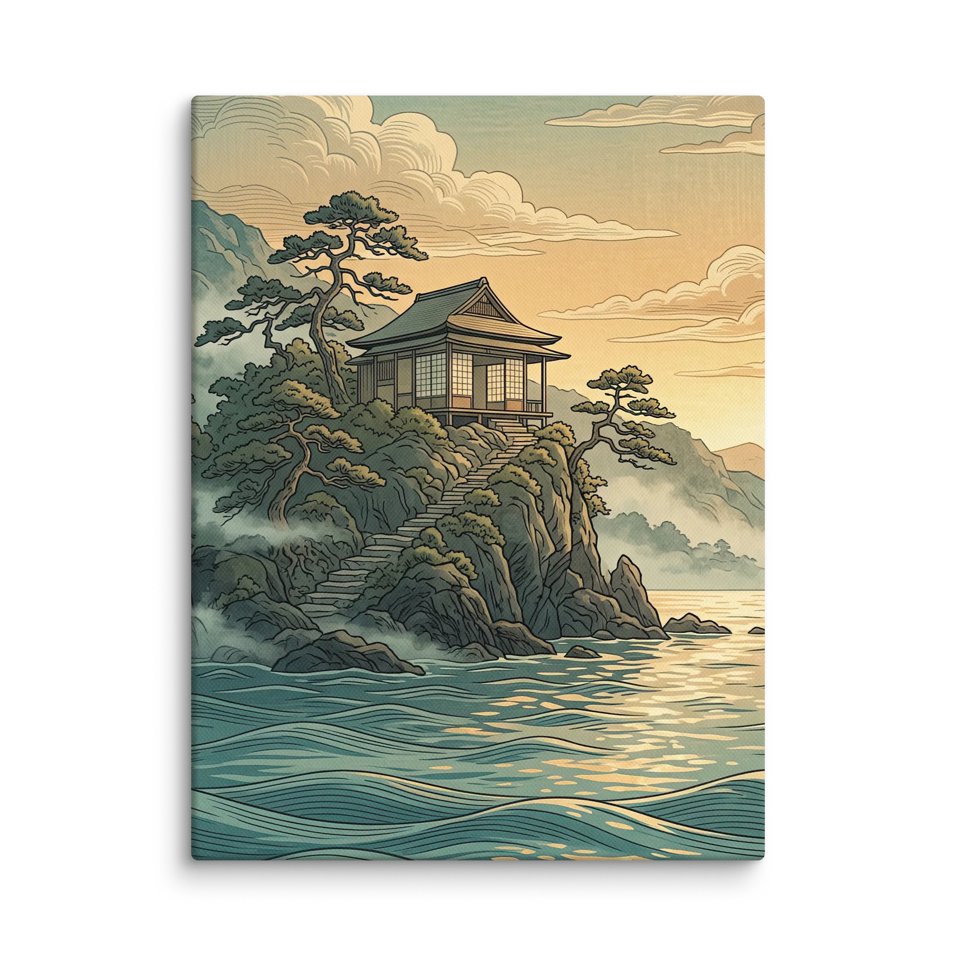 Serene Sunset Mountain Canvas - Zen Minimalist Wall Art product image (1)