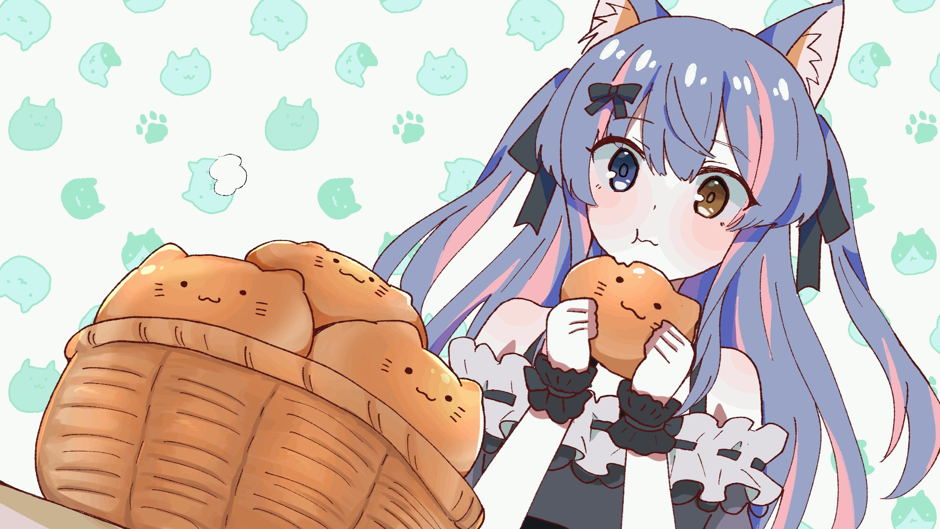 Neko Eating Animated Digital Wallpapie product image (2)