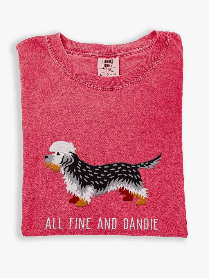 All Fine and Dandie T-Shirt(Embroidered) of a Dandie Dinmont Terrier(Pepper) product image (1)