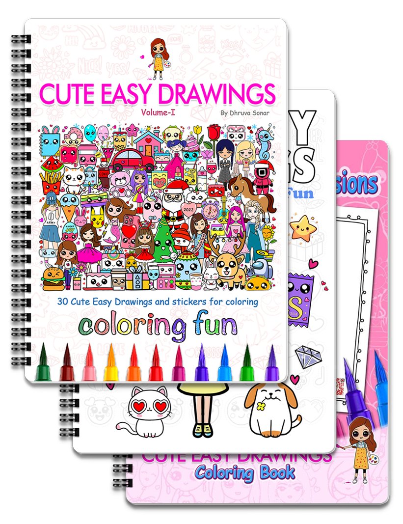Cute Easy Drawings Ultimate Coloring Bundle | Digital Download product image (1)