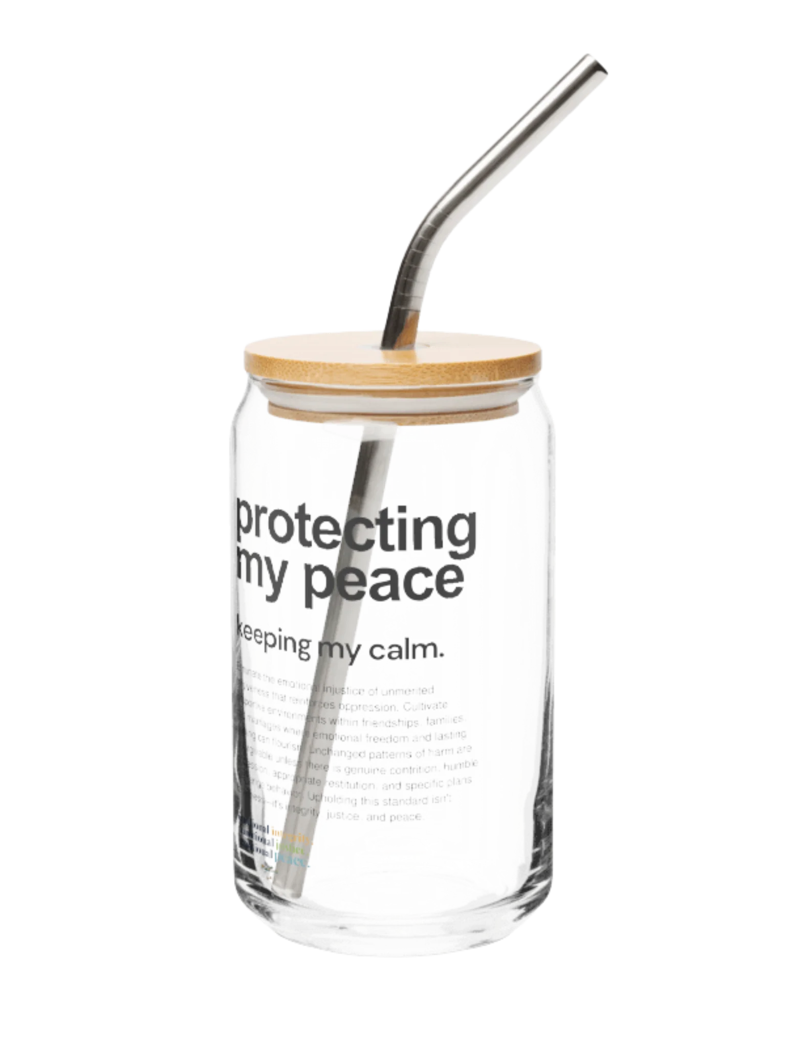 Official Planted By Calm | Calm Keepers Can-Shaped Glass (Style 2, with Bamboo Lid and Metal Straw) product image (2)