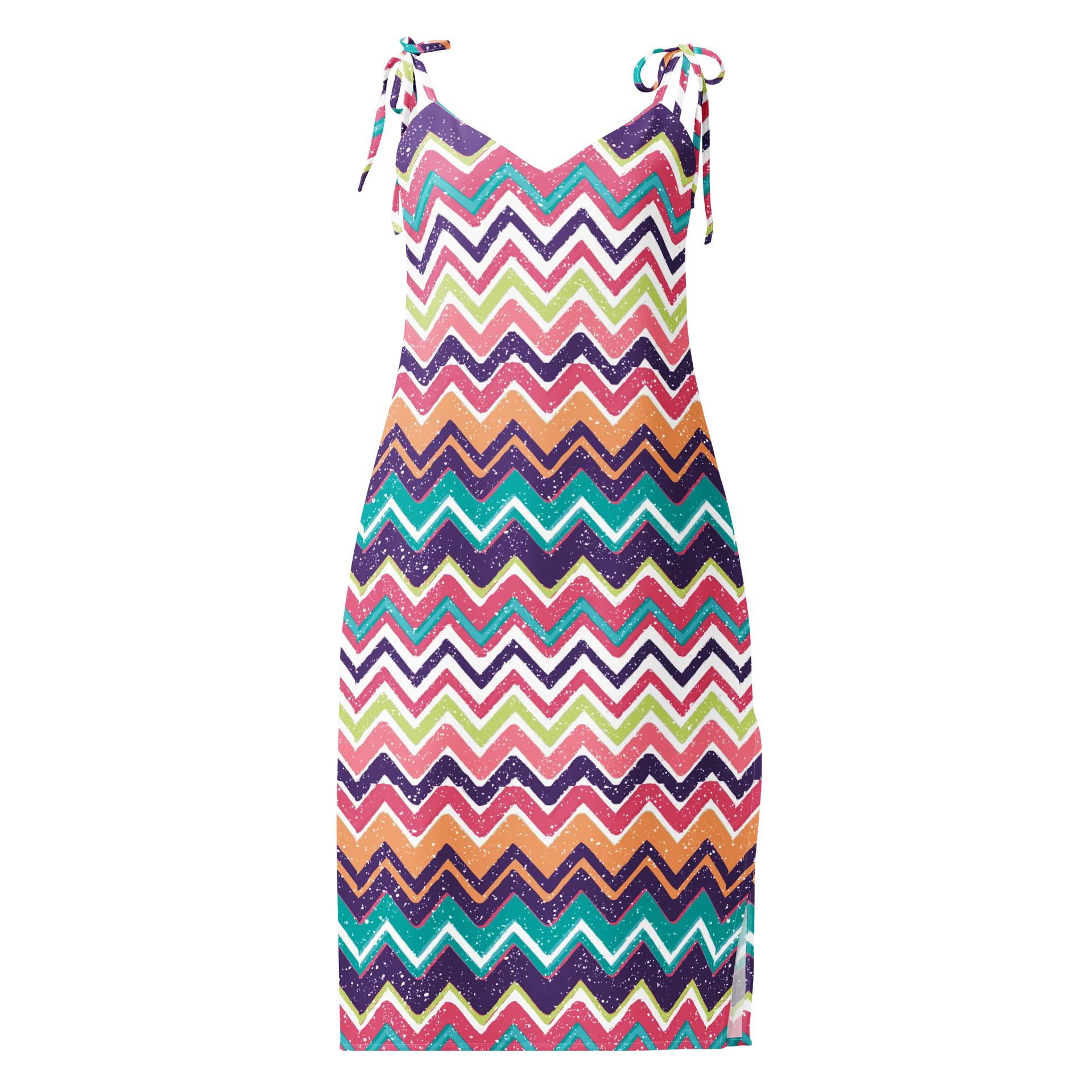 Colorful Chevron Tie-Strap Midi Slip Dress product image (1)