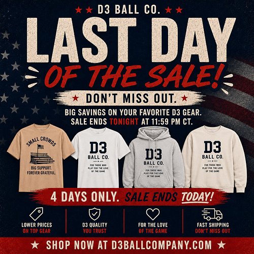 Last chance. 👀

The D3 Ball Co. Labor Day Sale ends TONIGHT at 11:59 PM CT.

Don’t miss it. ⚾️

D3BallCompany.com

#D3BallCo ...