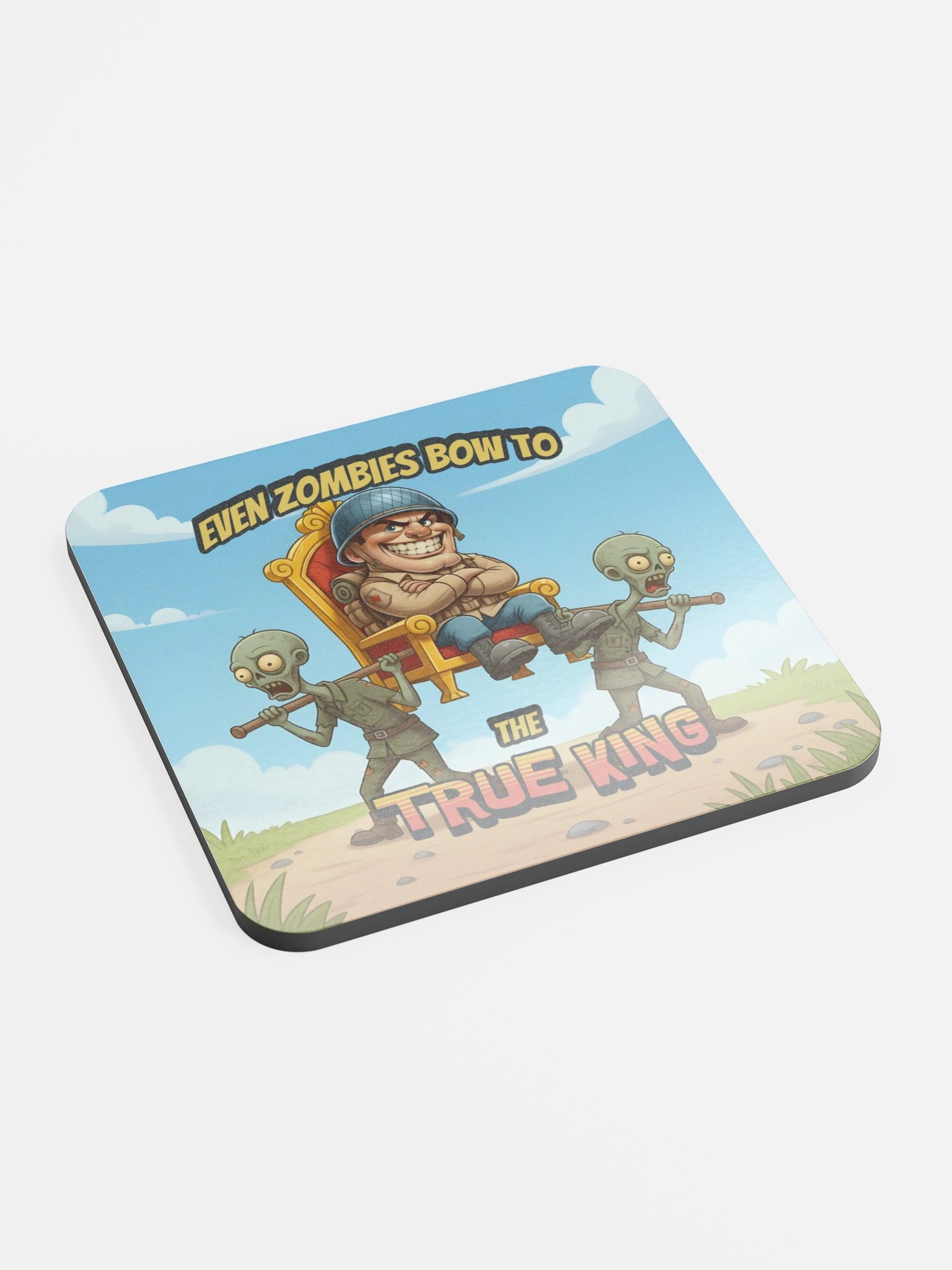 The True Zombie King — Glossed Cork Gaming Coaster product image (2)