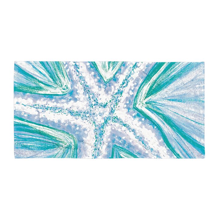 Cyan Starfish Painting | Vibrant Beach Towel product image (1)