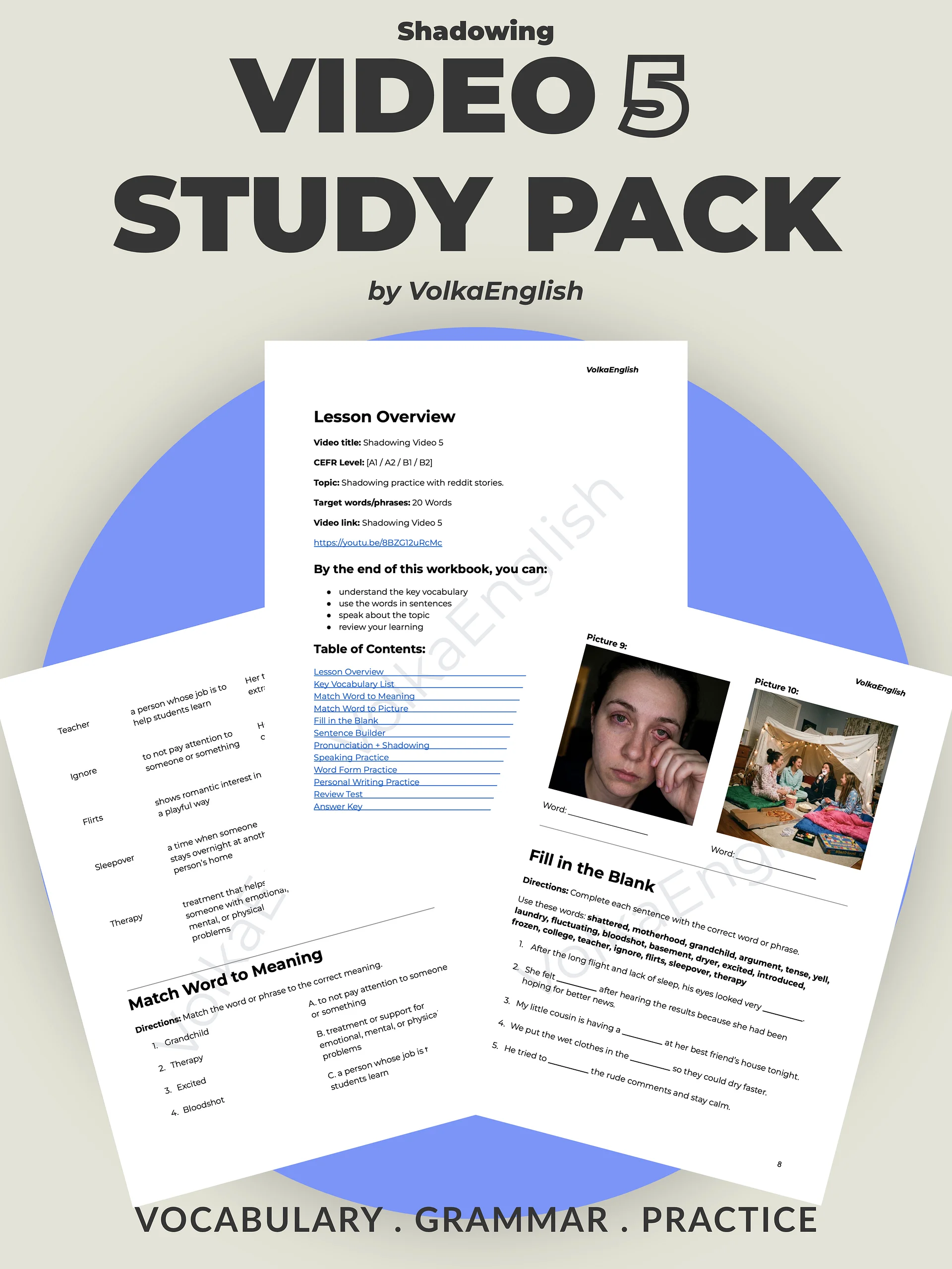 How to Start Thinking in English | A1-B2 Beginner Practice - Shadowing Video 5 Study Pack product image (1)