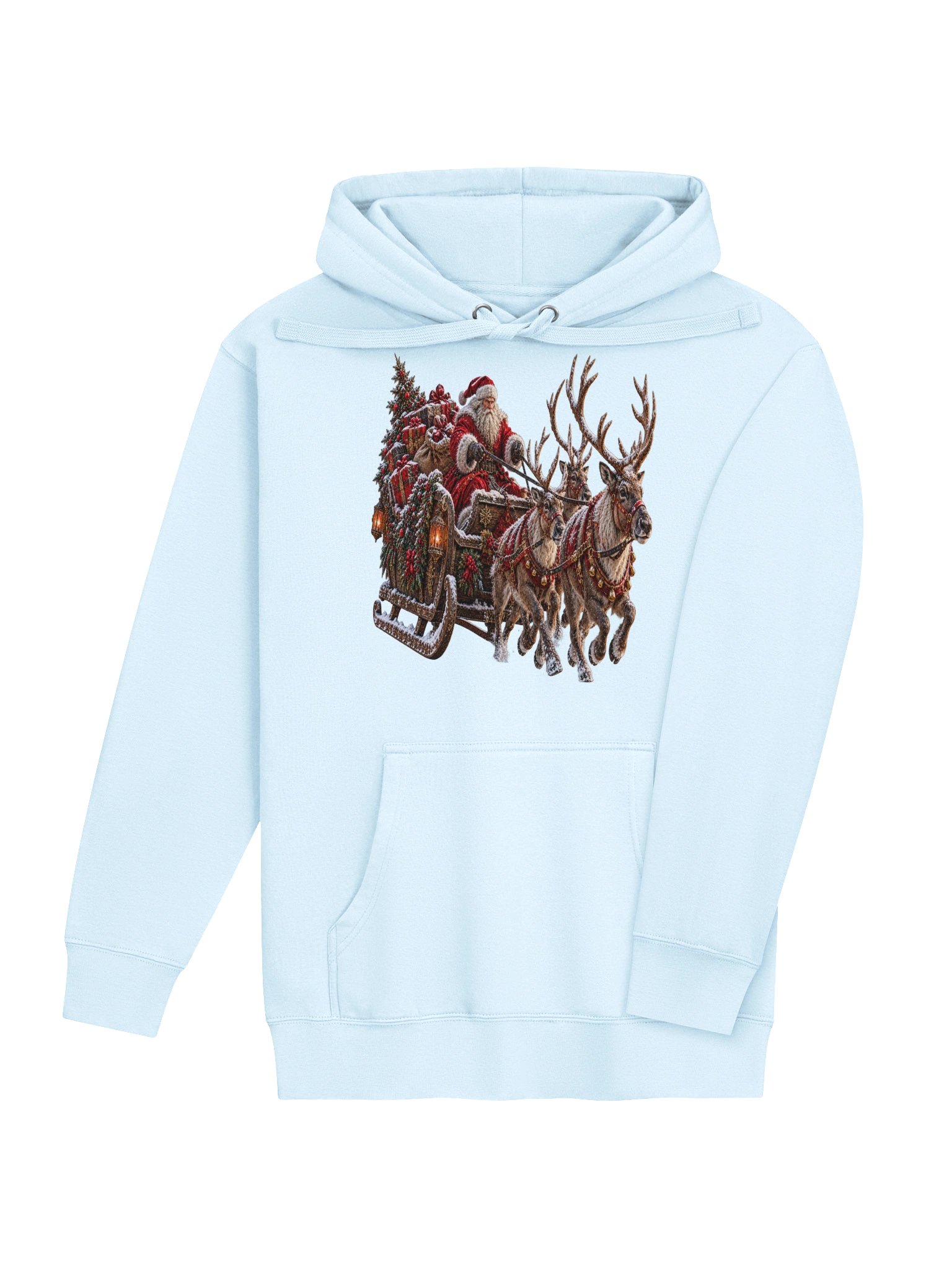 Santa Sleigh Holiday Hoodie | Vintage Reindeer Apparel product image (7)