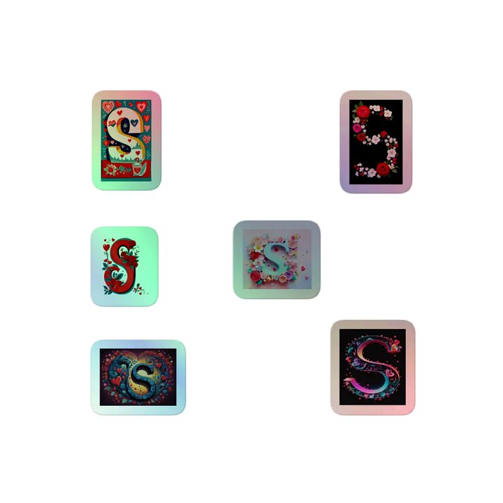 All S's Valentine’s Monogram Holo Sticker Pack product image (2)