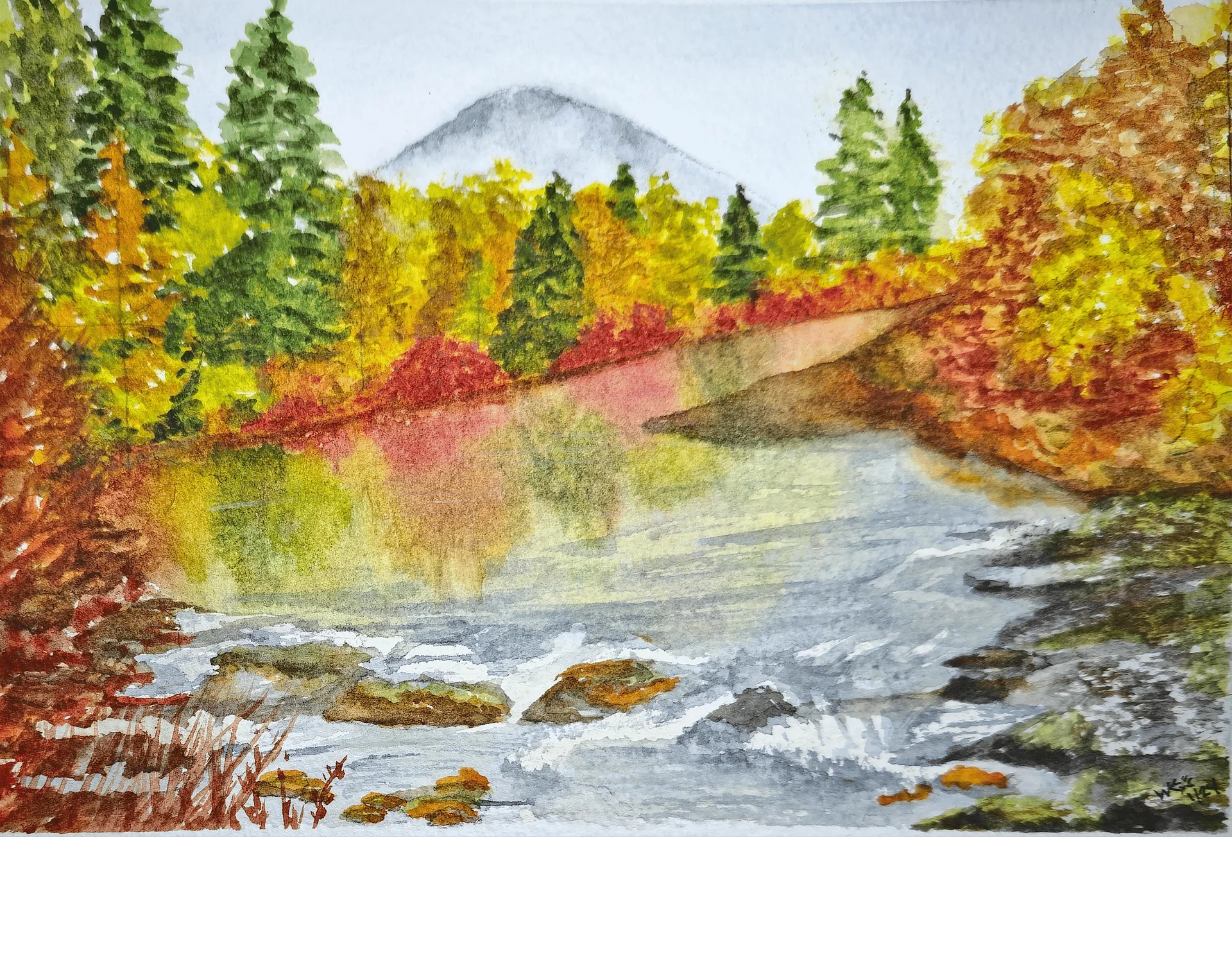 Fall Mountain Stream - Framed Poster product image (1)