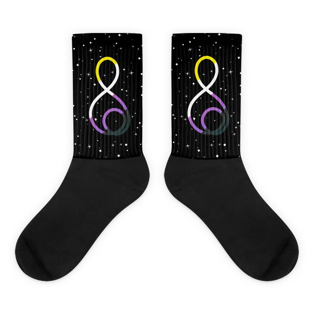 Treble Clef (Non-Binary) - Black Foot Sublimated Socks product image (1)