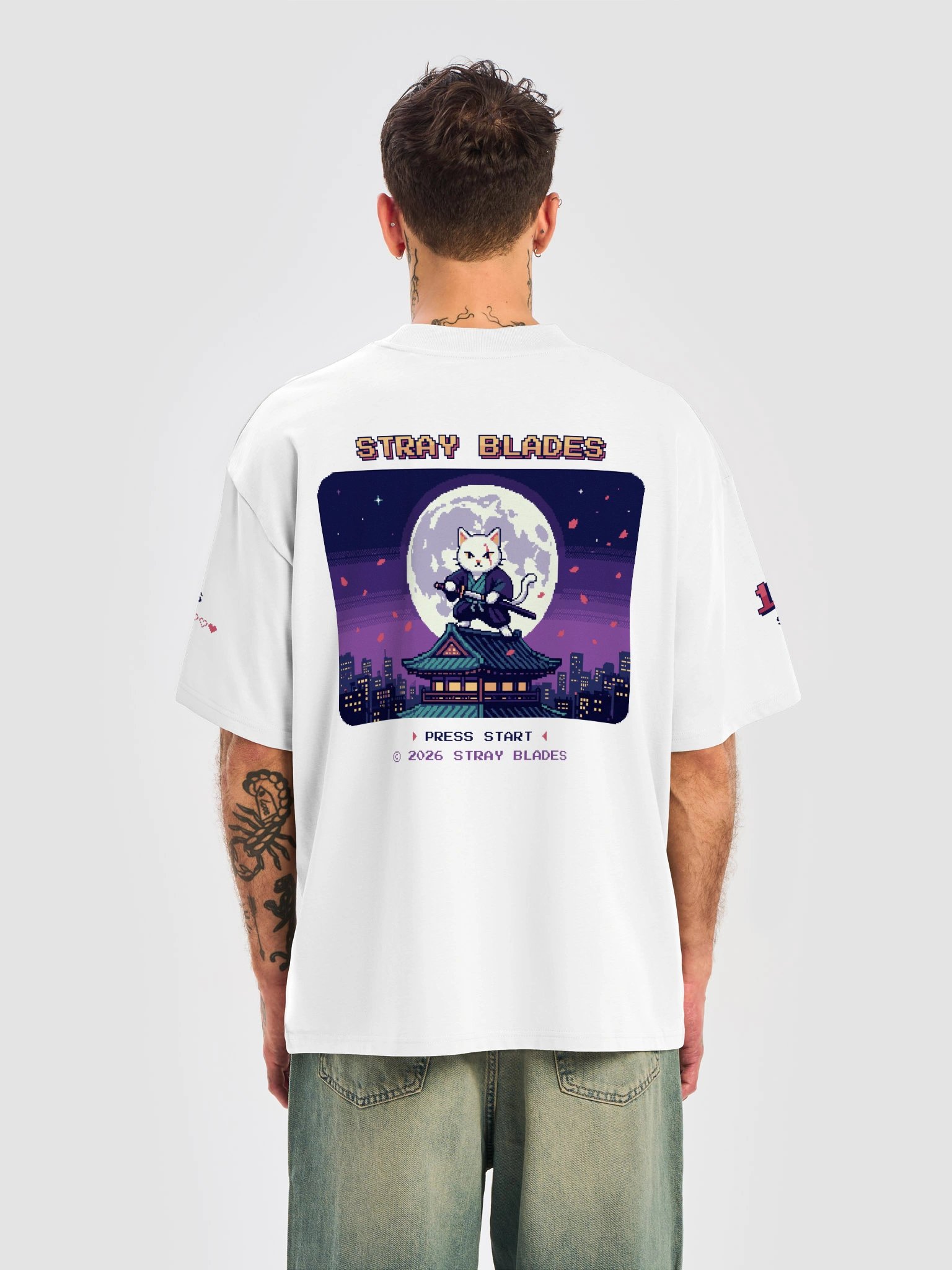 PRESS START Pixel Tee — White product image (6)