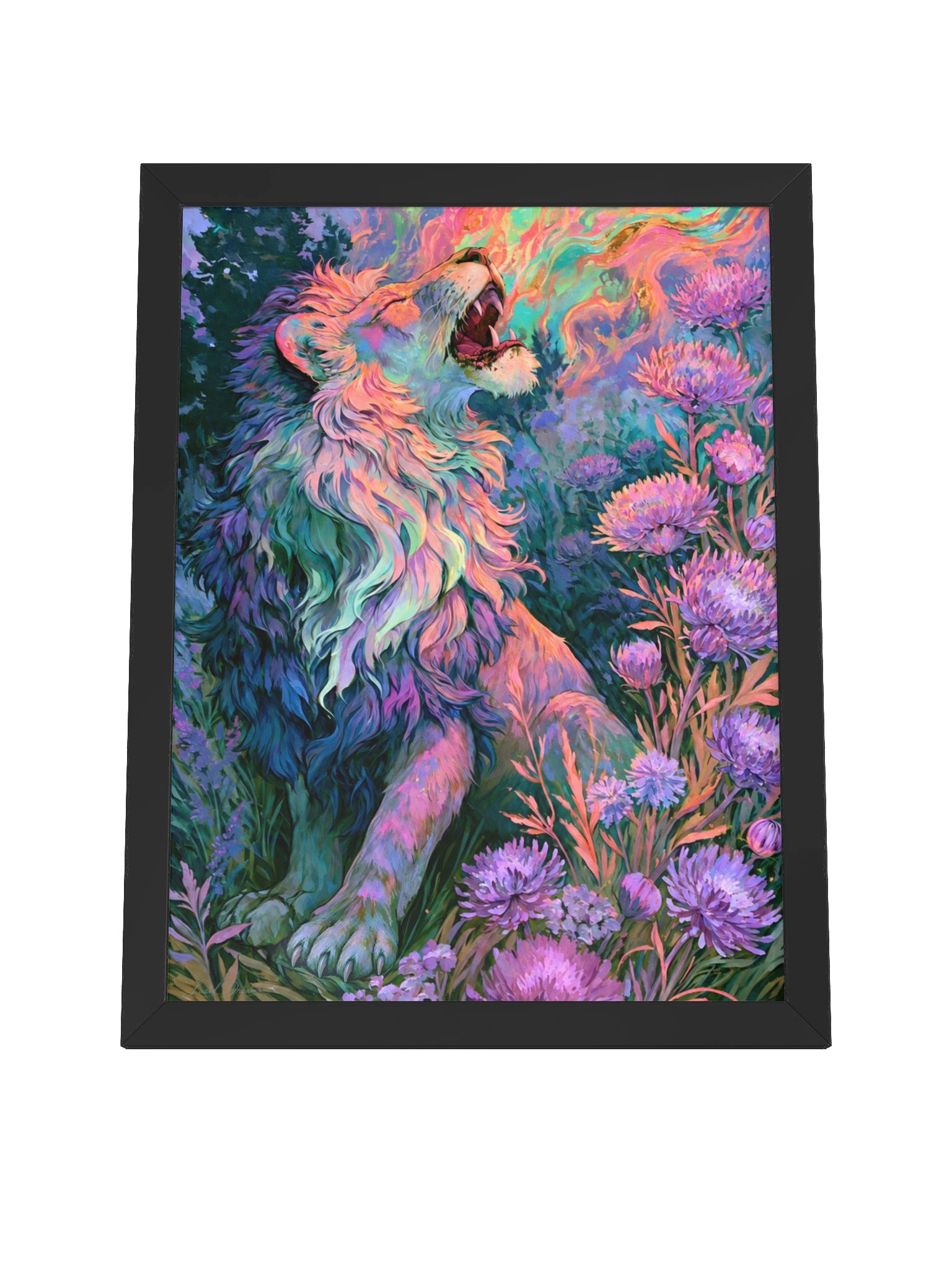 Colorful Lion Framed Art Print — The Dream That Learned to Roar product image (8)