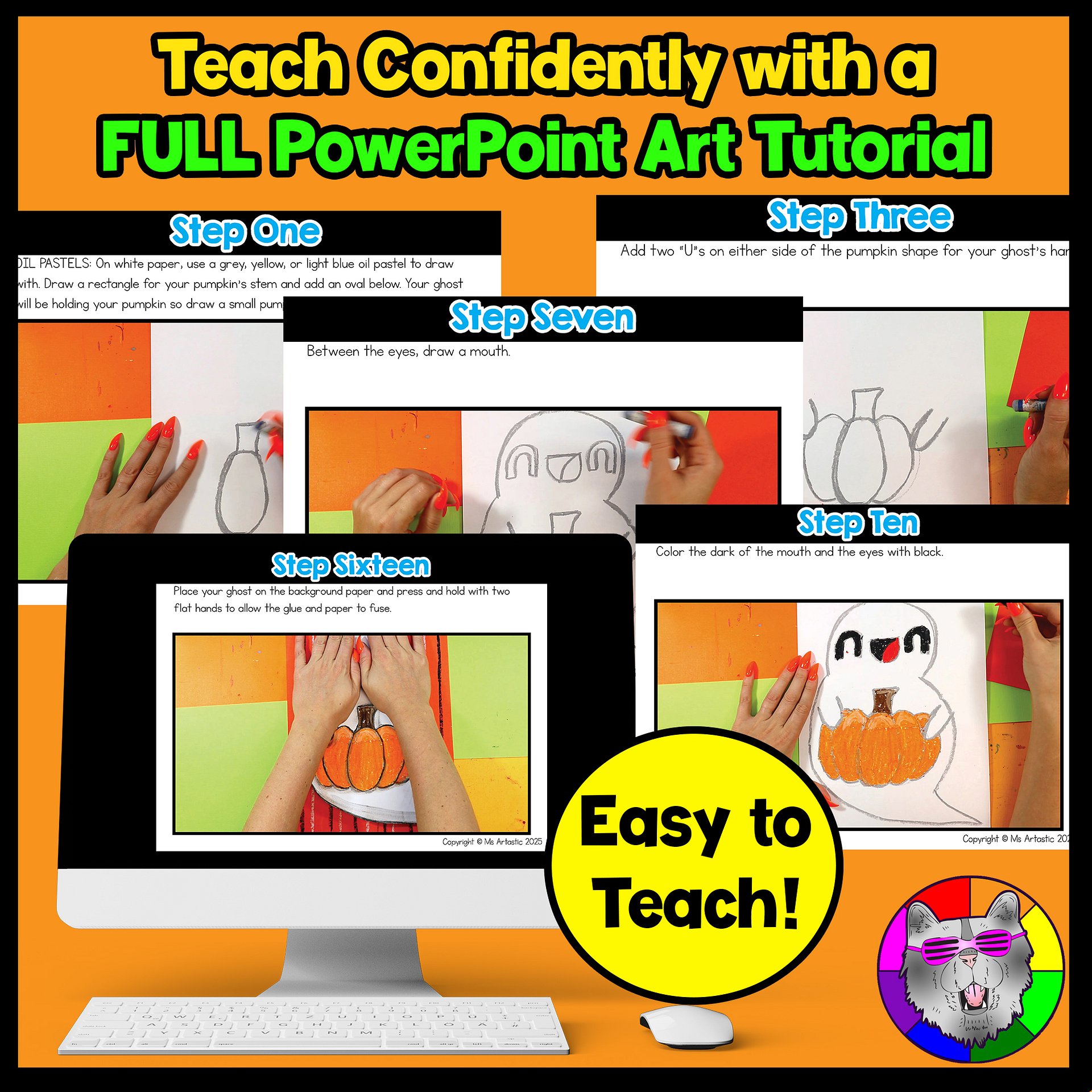 Halloween Cute Ghost Art Lesson with Reading, Writing & Step-by-Step Tutorial (Kindergarten – Grade 3) product image (2)