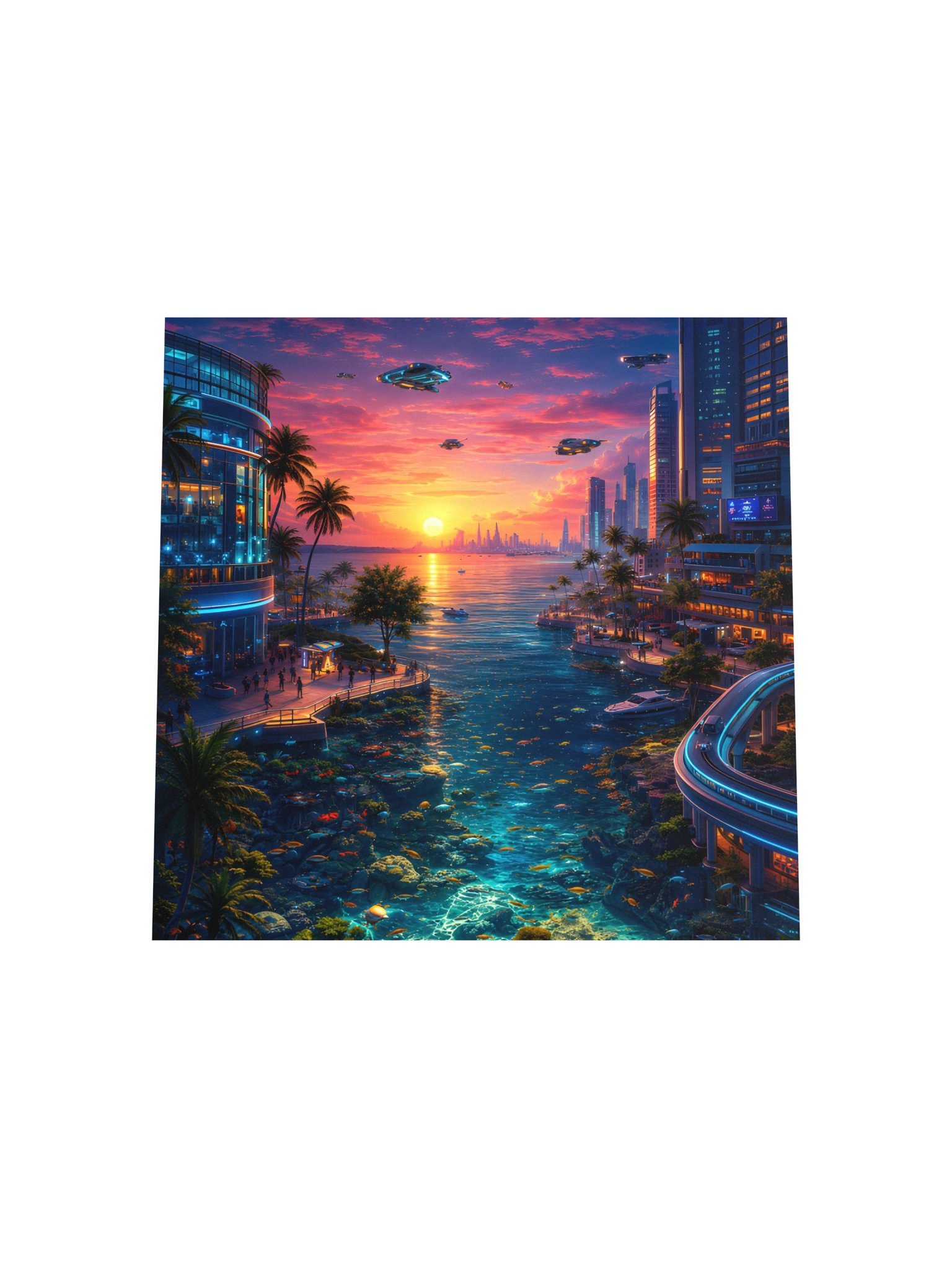 Neon Sunset City 2077 | Blade Runner Tropical Futuristic Wall Art product image (5)