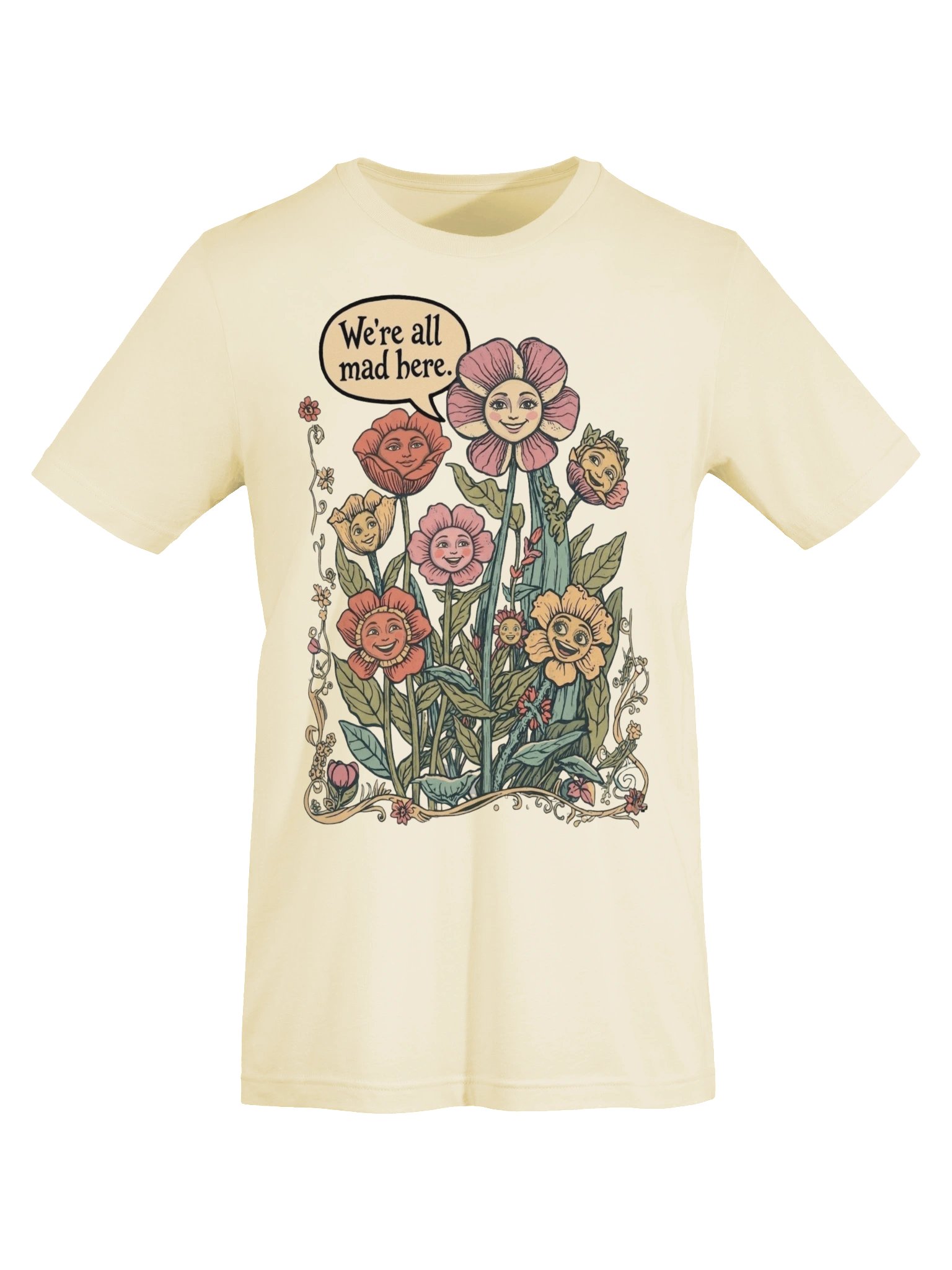 We're All Mad Here Shirt, Wonderland Floral Tee, Vintage Storybook Flowers product image (6)
