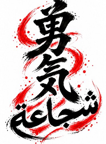 Courage — 勇気 / شجاعة

The strength to face fear, stand by your convictions, and take a difficult step forward.

This design b...