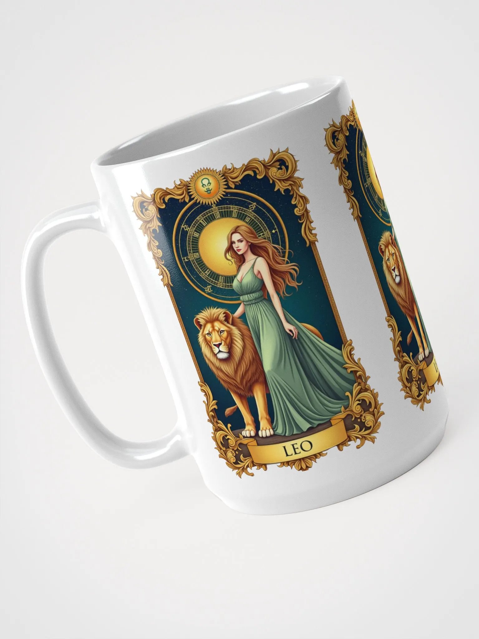 Leo Zodiac Tarot Design - Majestic Lion and Goddess Aesthetic product image (5)