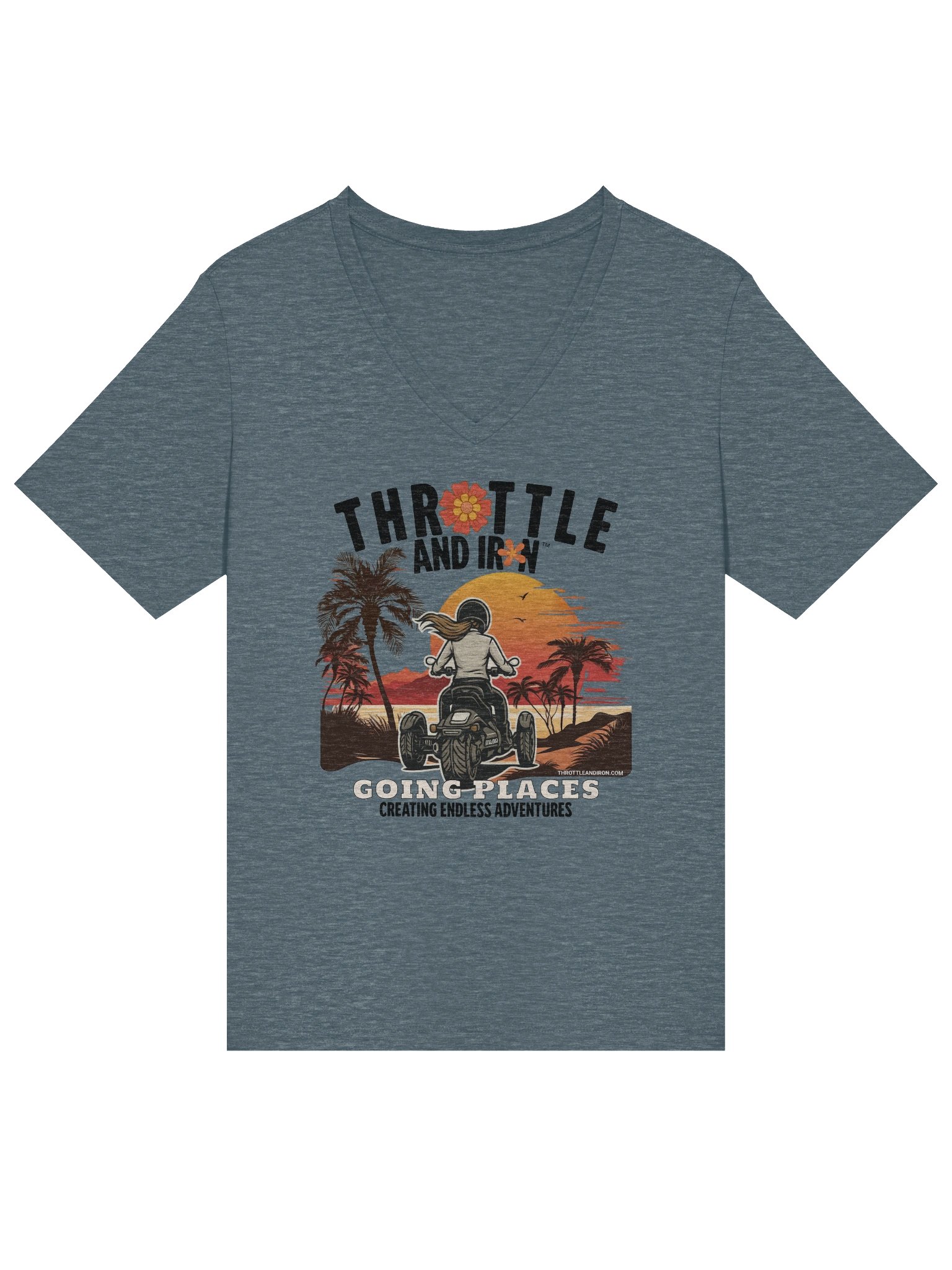 Throttle & Iron “Going Places” Women’s V-Neck Tee (3) Wheel product image (8)