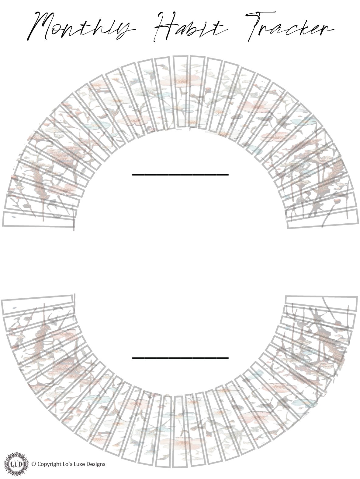 Monthly Habit Tracker - Wildflower Semi Circle - 8.5x11 Printable product image (1)