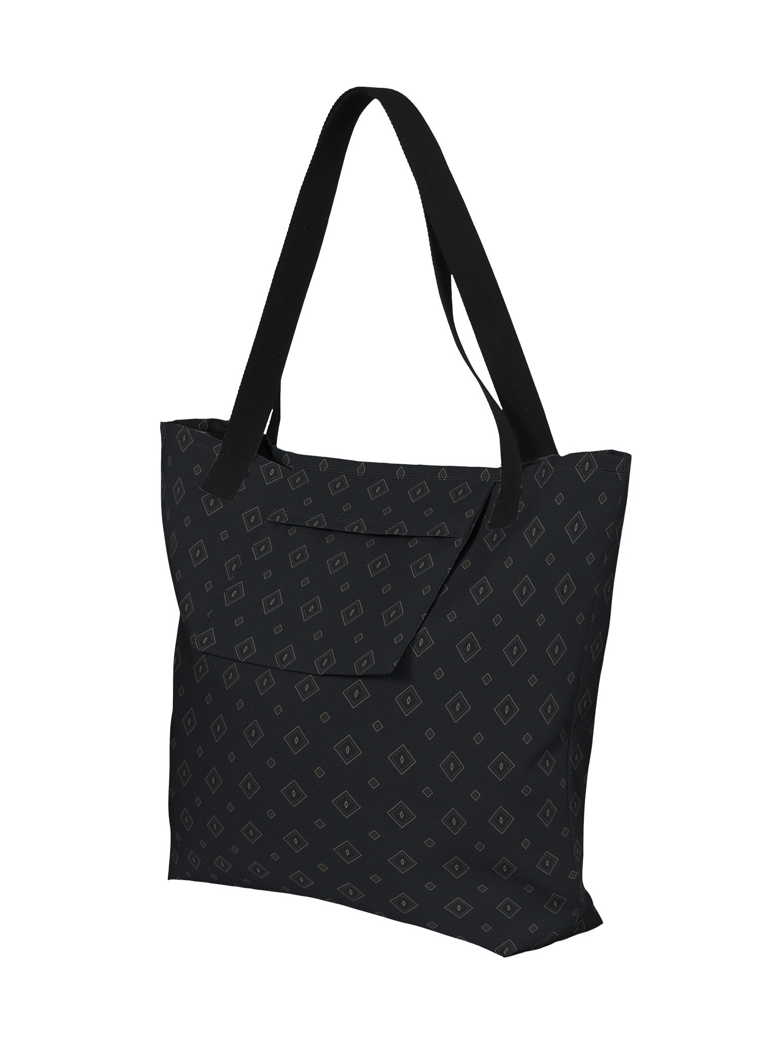 Midnight Diamond Large Tote Bag – Elegant Black & Champagne Geometric Shoulder Bag product image (5)