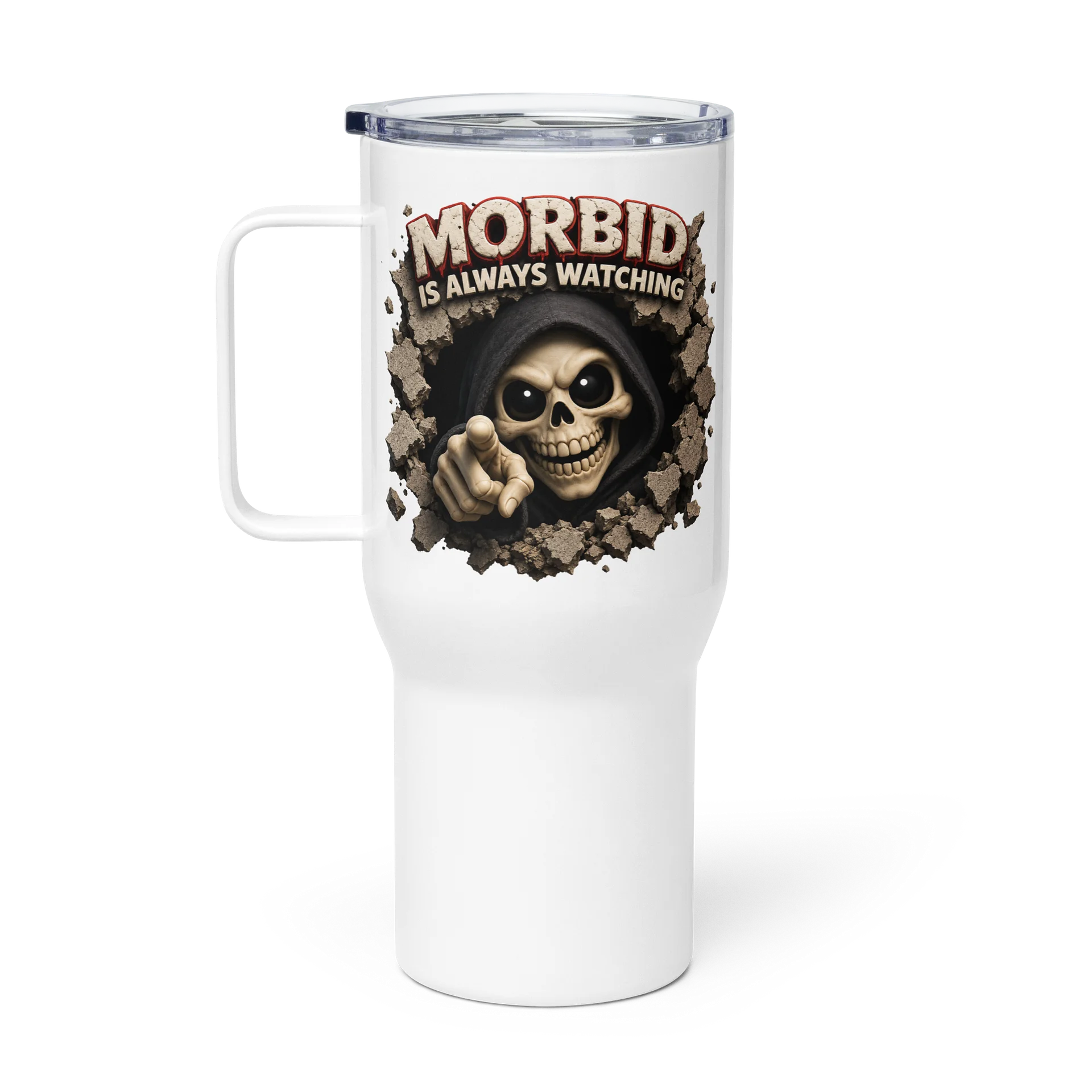 ''Morbid is Always Watching 2.0" Travel Mug with a Handle product image (1)