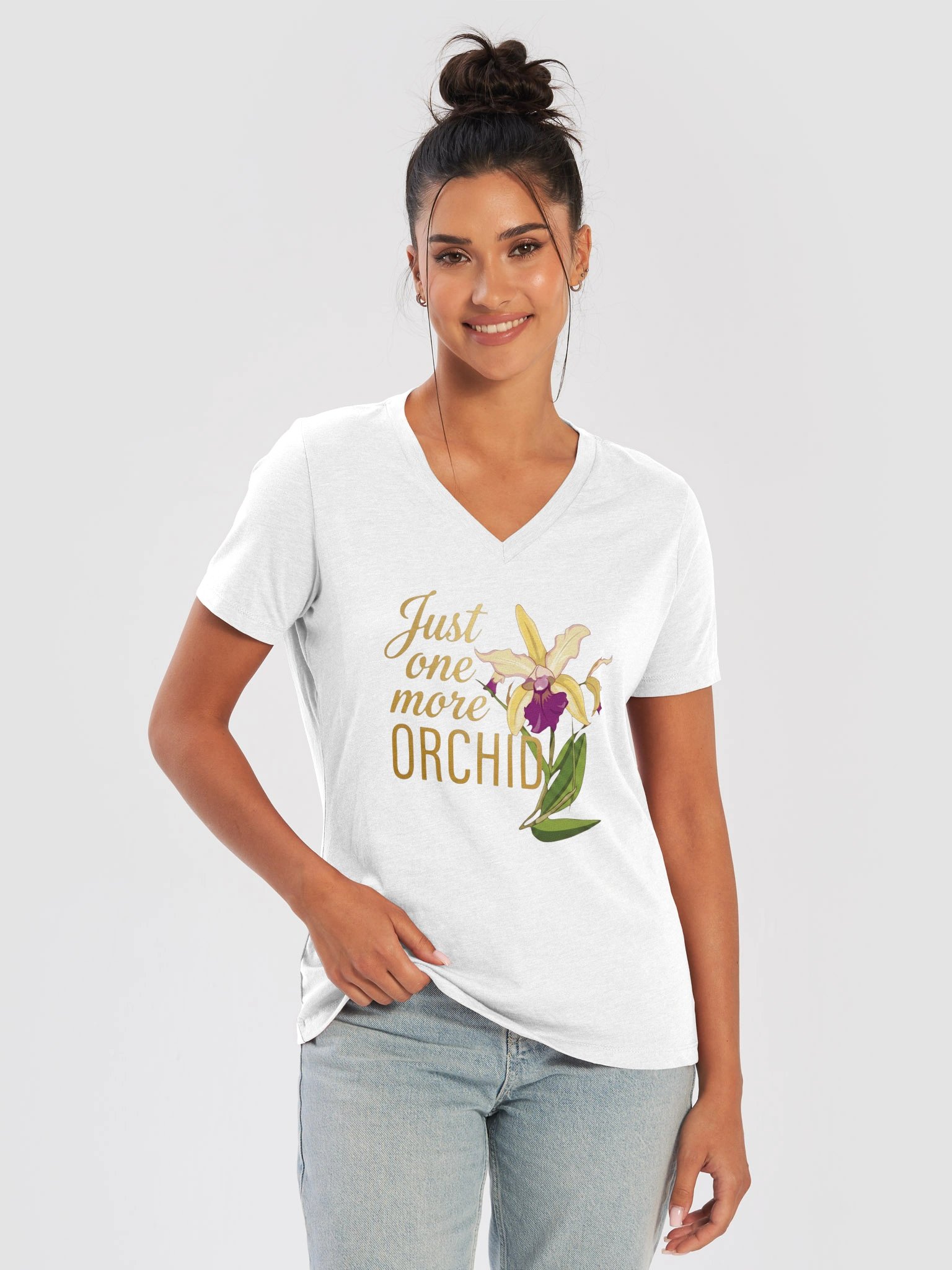 Just One More Orchid v-neck t-shirt product image (2)