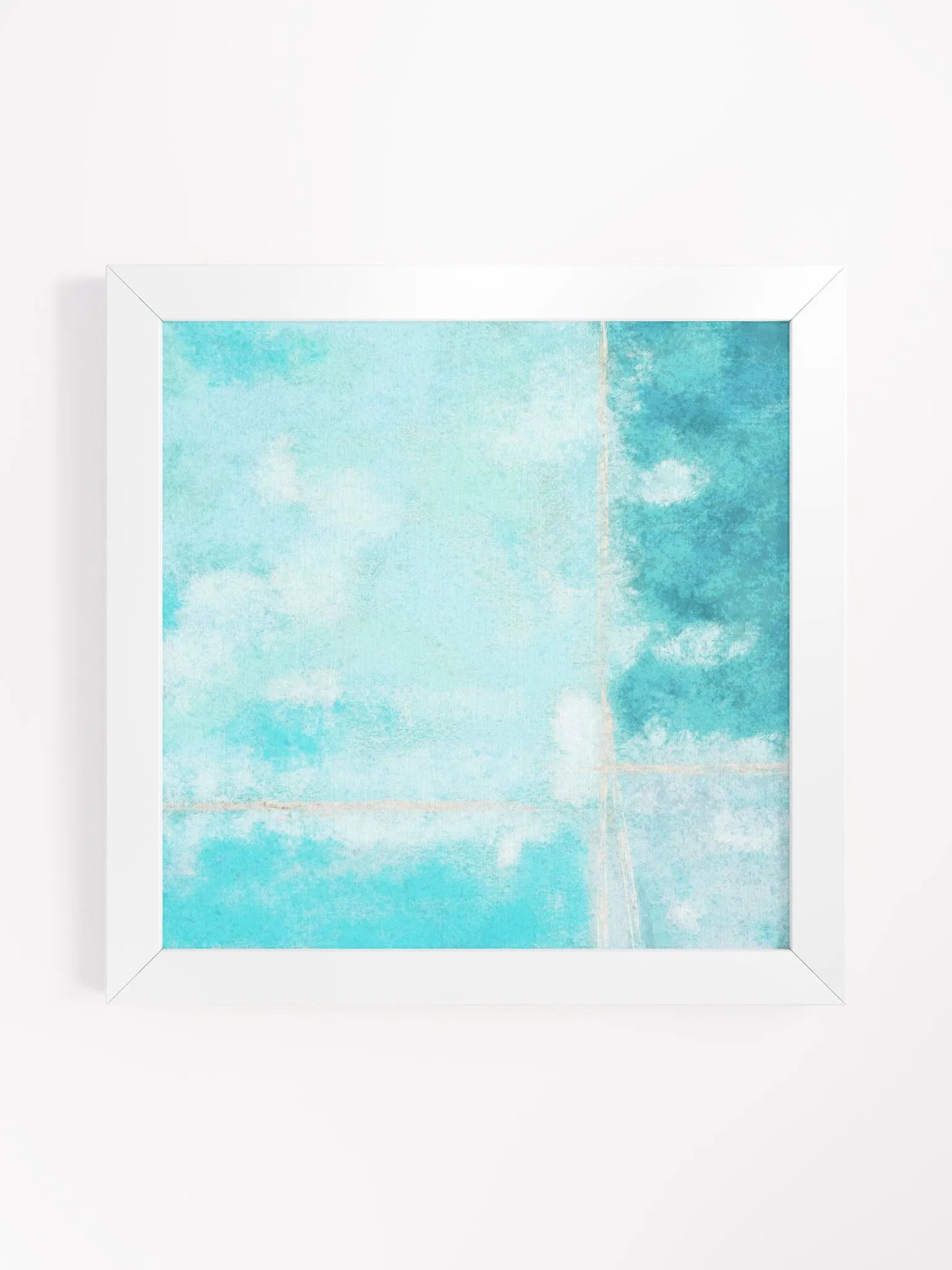 Vibrant abstract print minimalist light blue, teal, turquoise, aqua and white trendy aesthetic wall art product image (42)