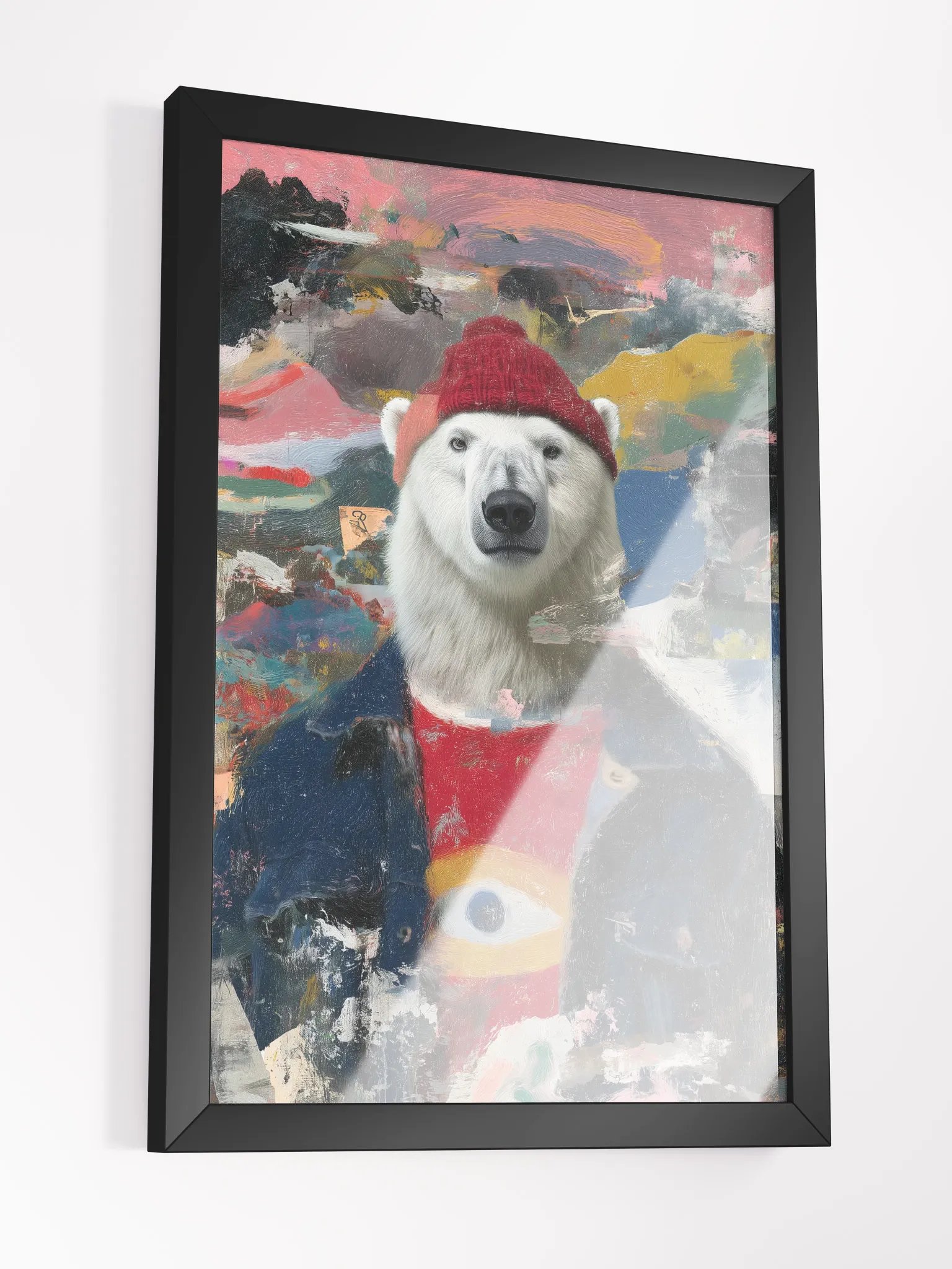 Hipster polar Bear surreal art Vibrant Ayous Wood Framed Poster product image (5)