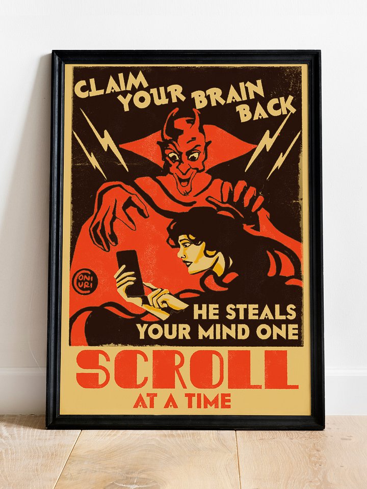 Claim Your Brain Back Retro Poster product image (1)