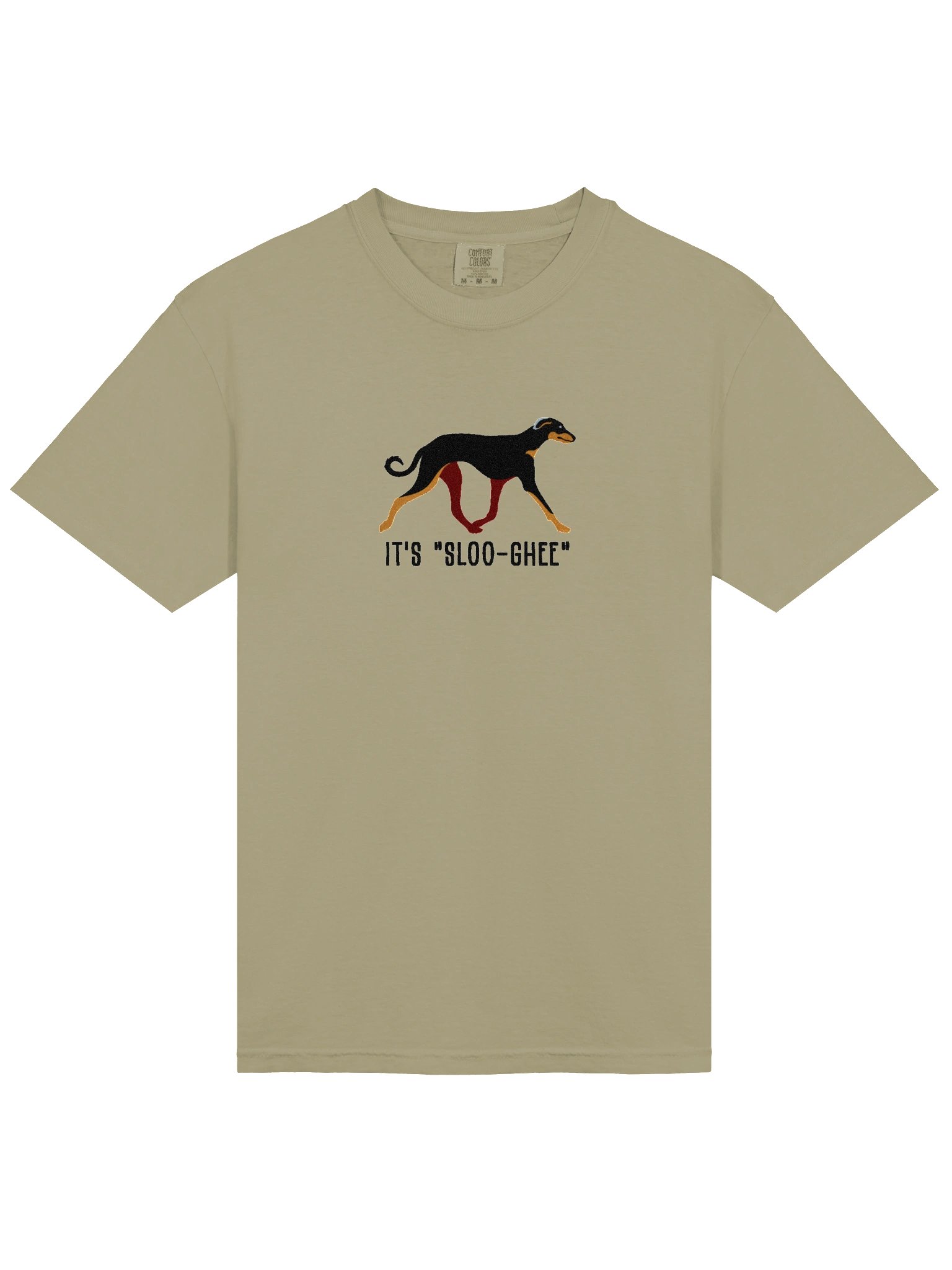 It's Sloo-Gee T-Shirt(Embroidered) of a Sloughi(Black & Tan) product image (6)