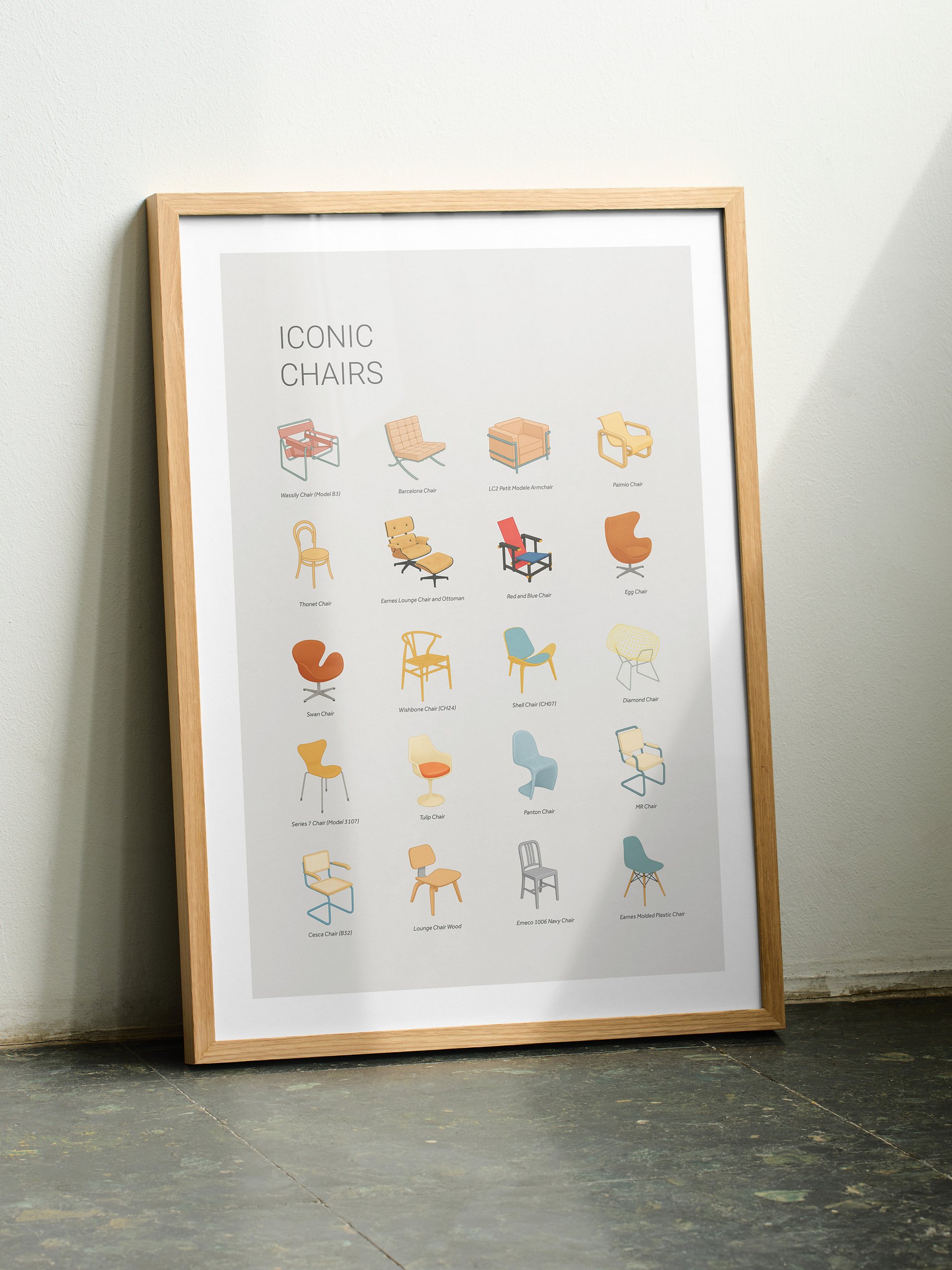 Iconic Chairs Framed Art Print product image (1)