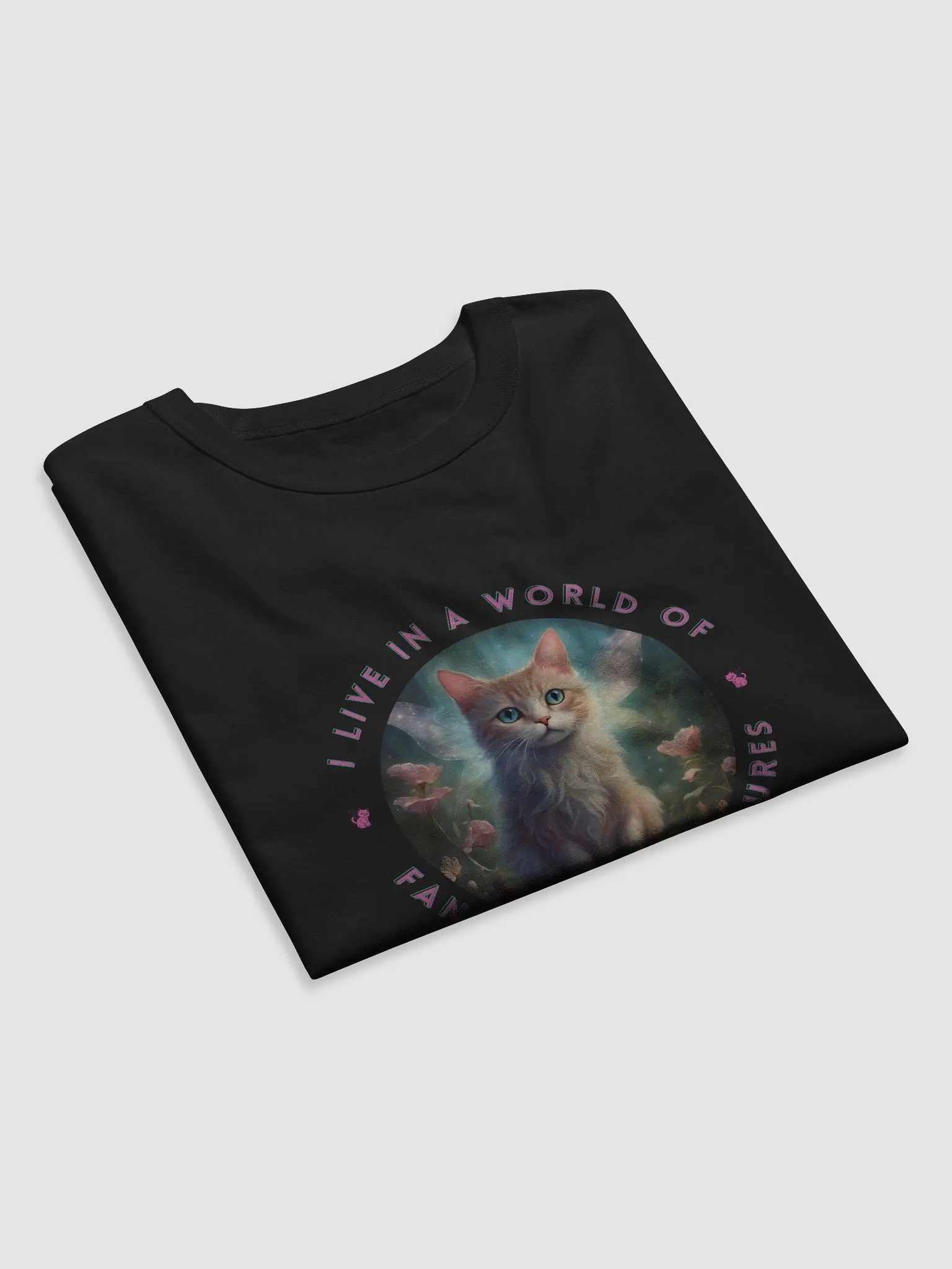 I Live in a World of Fantastical Creatures Kitten Relaxed Fit T-shirt product image (15)