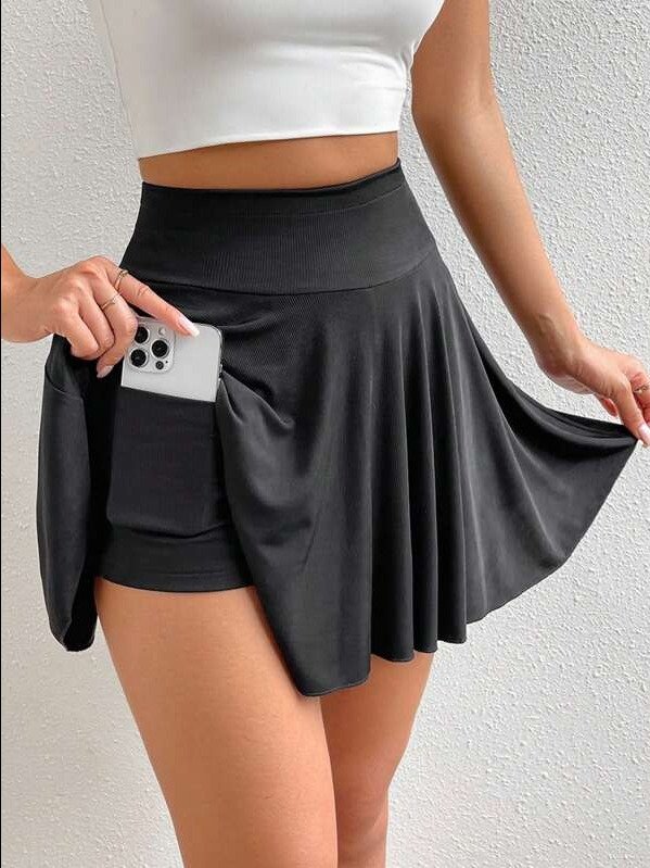 High Waist Phone Pocket Detail Skort For New Year Clothes product image (1)
