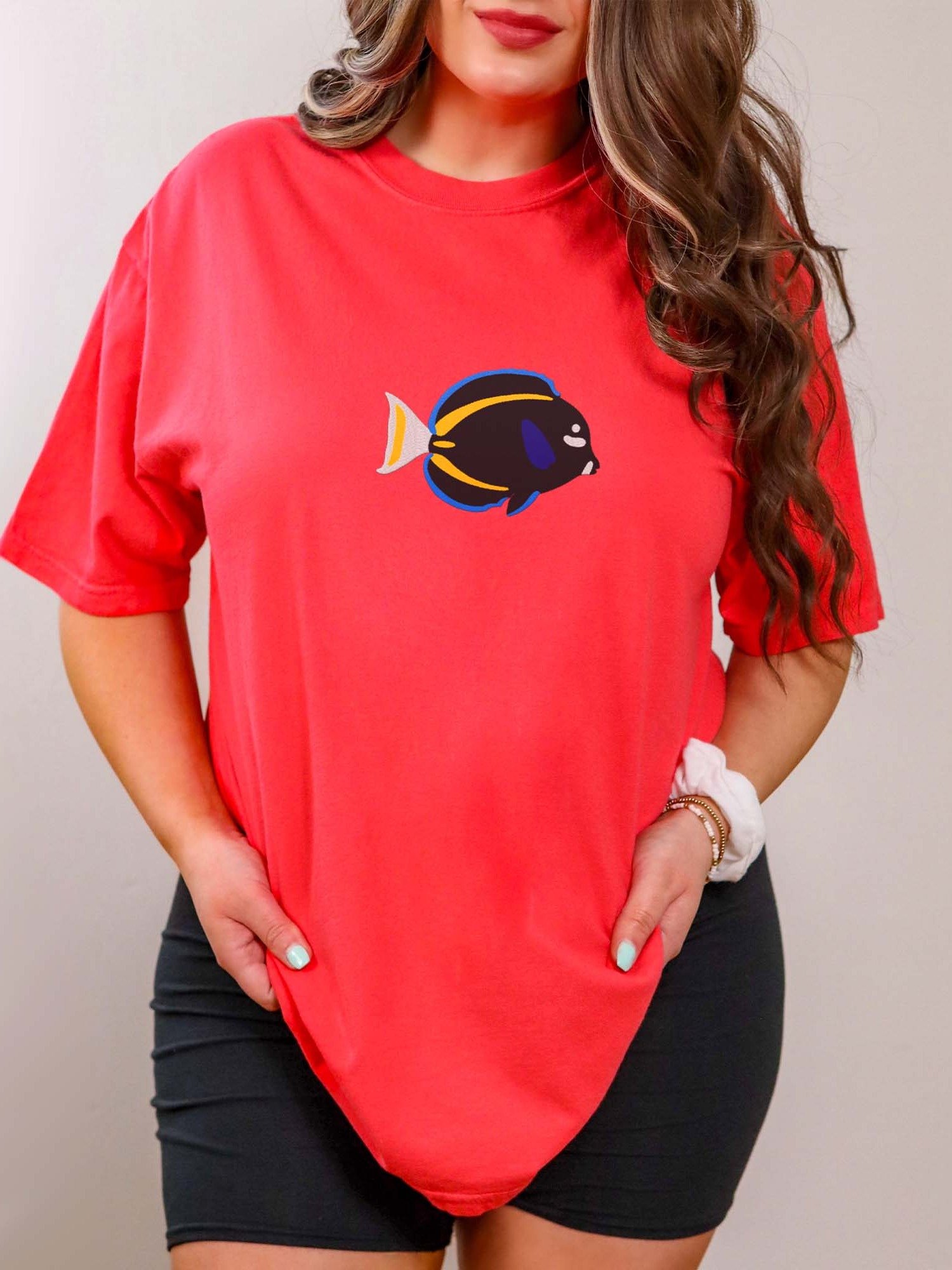 Whitecheek Surgeonfish Embroidered Shirt | Reef Aquarium Fish Embroidery Tee | Saltwater Marine Fish Apparel product image (2)