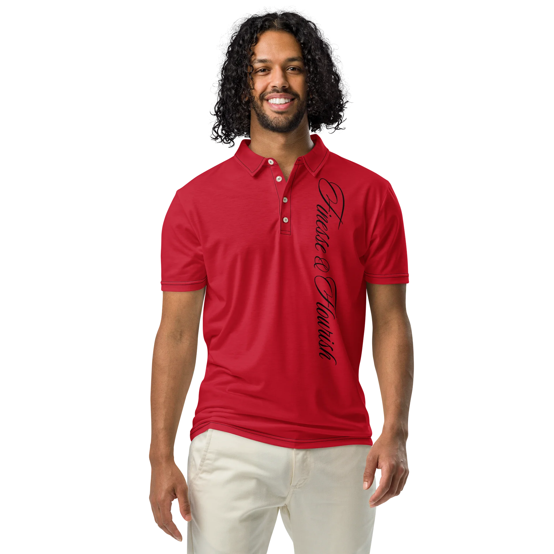 F&F Left Script Slim Fit Polo Shirt (RED) product image (3)