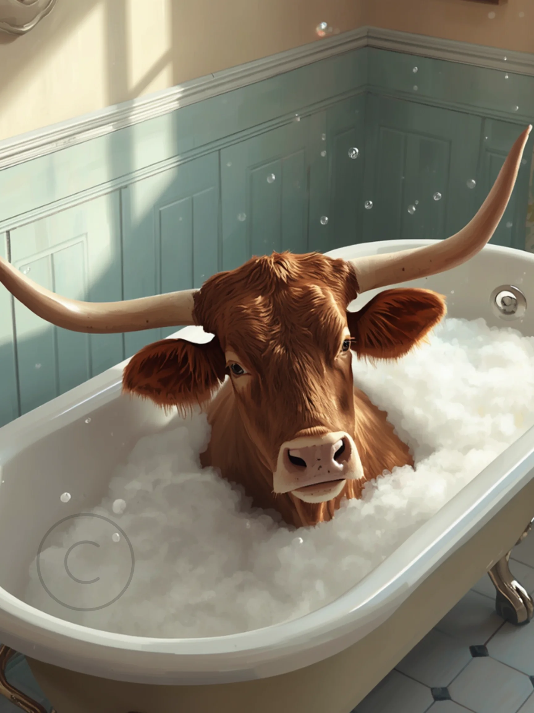 Longhorn in a Bath Poster product image (1)