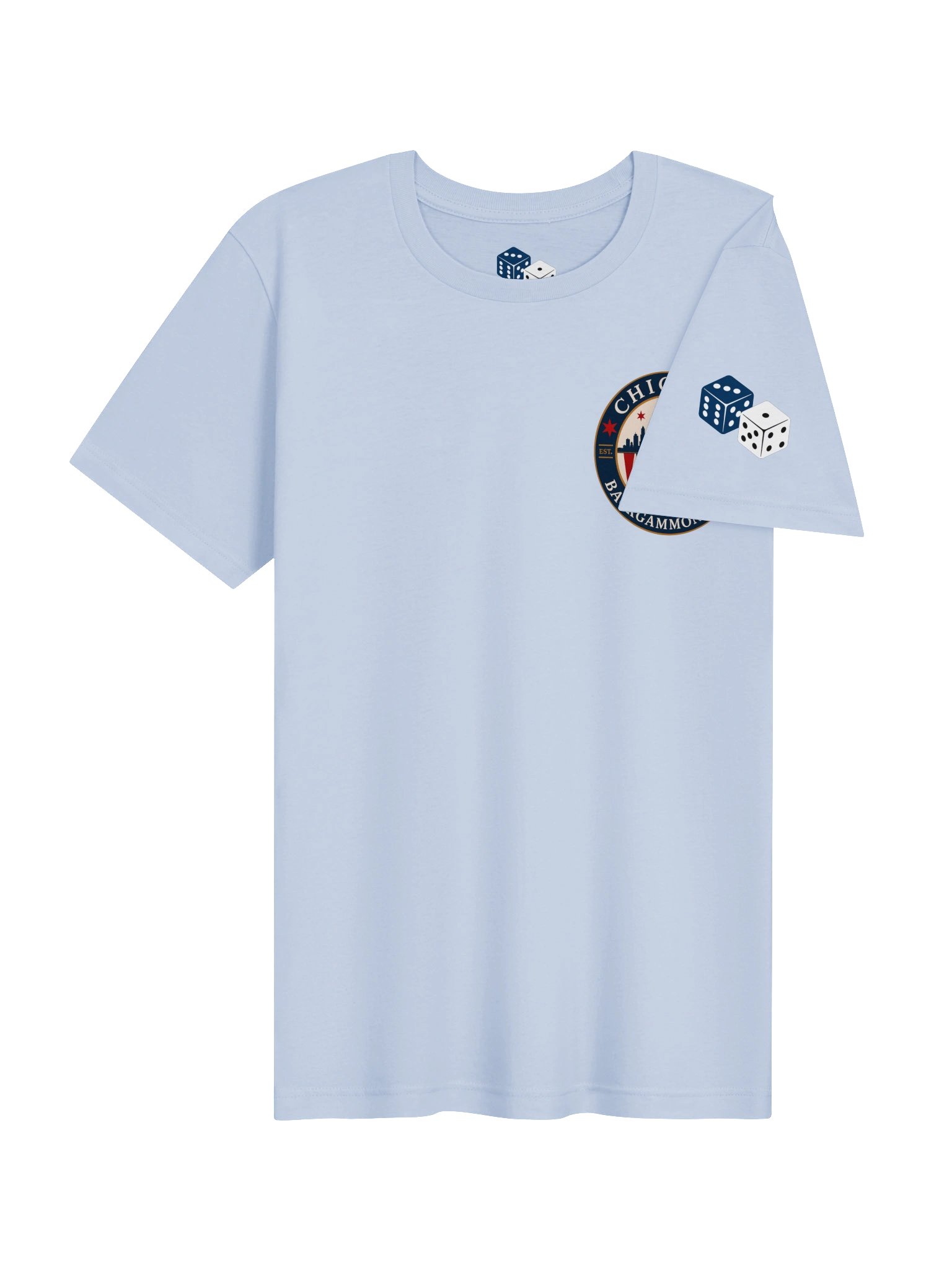 Chicago Backgammon Life Skyline Emblem Tee Blue product image (3)