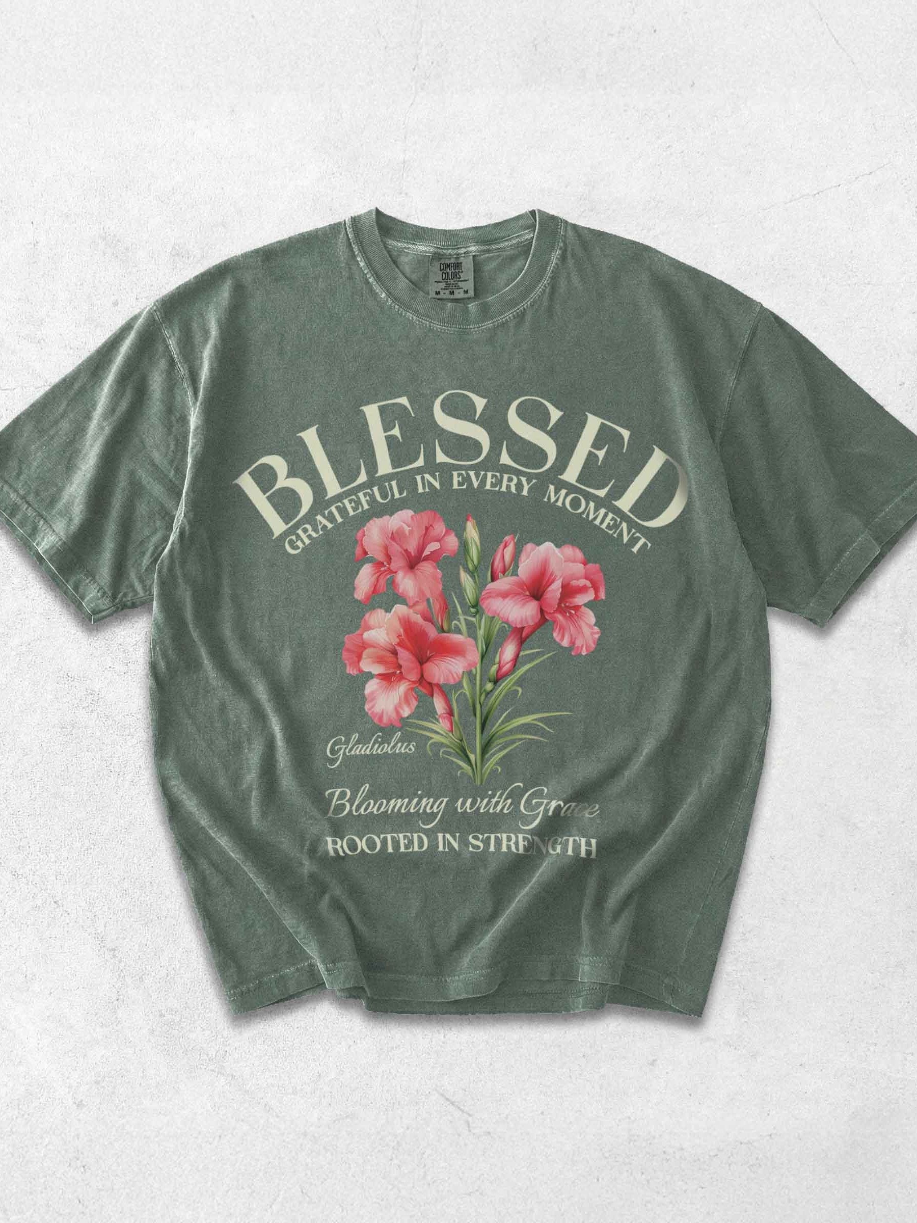 August Blessed Gladiolus Flower Shirt – Blooming with Grace, Rooted in Strength Graphic Tee product image (1)