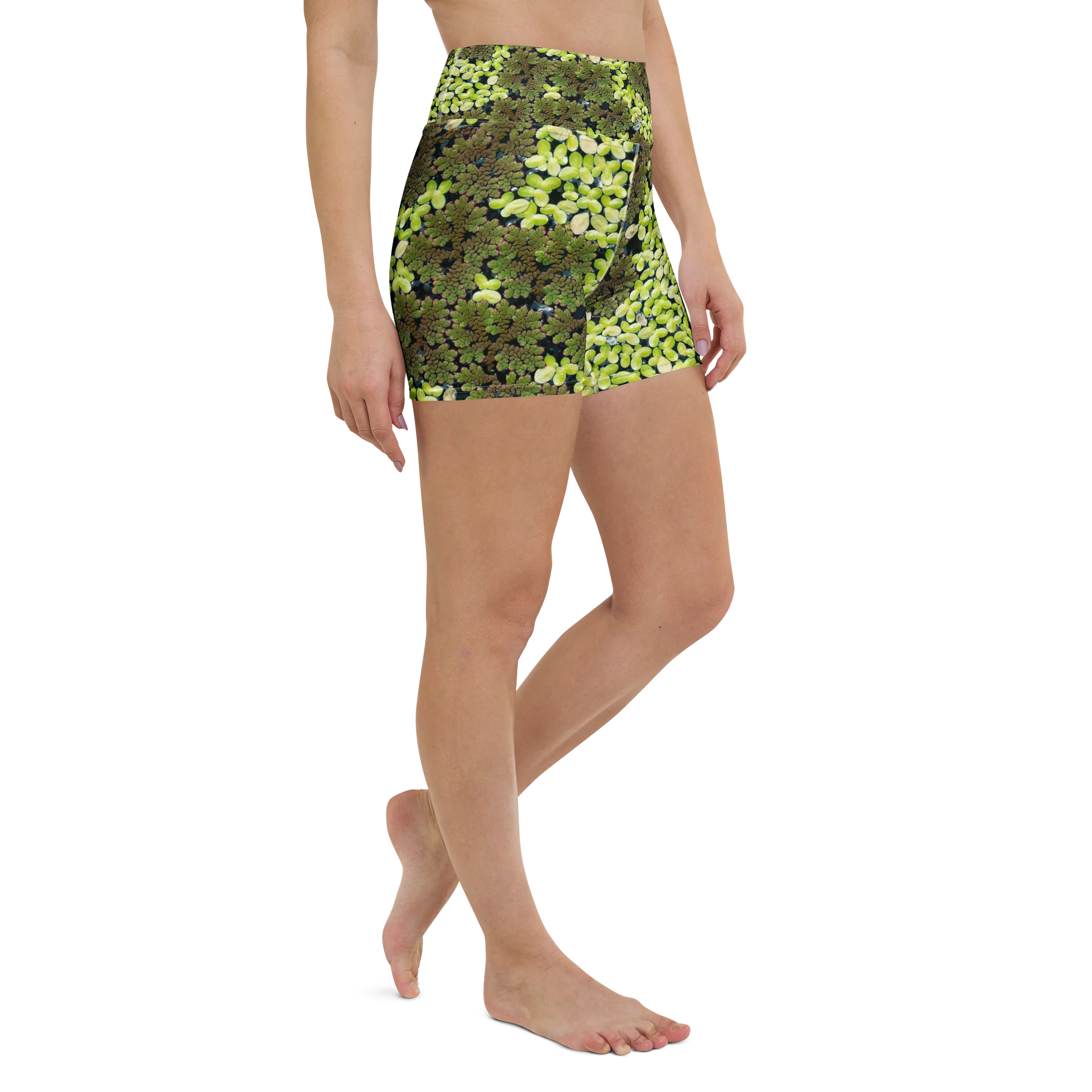 Verdant Life Light Women's All-Over Print Emerald Botanical Yoga Shorts product image (3)