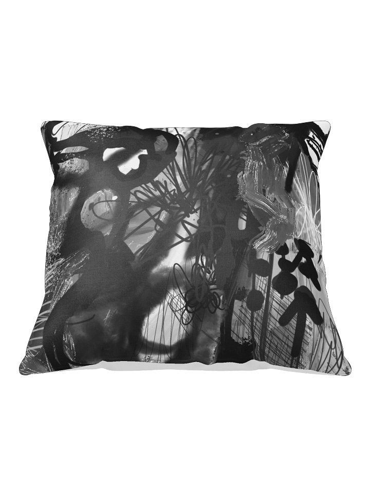 Chaotic Monochrome Abstract Pillow by Angela Lee product image (2)