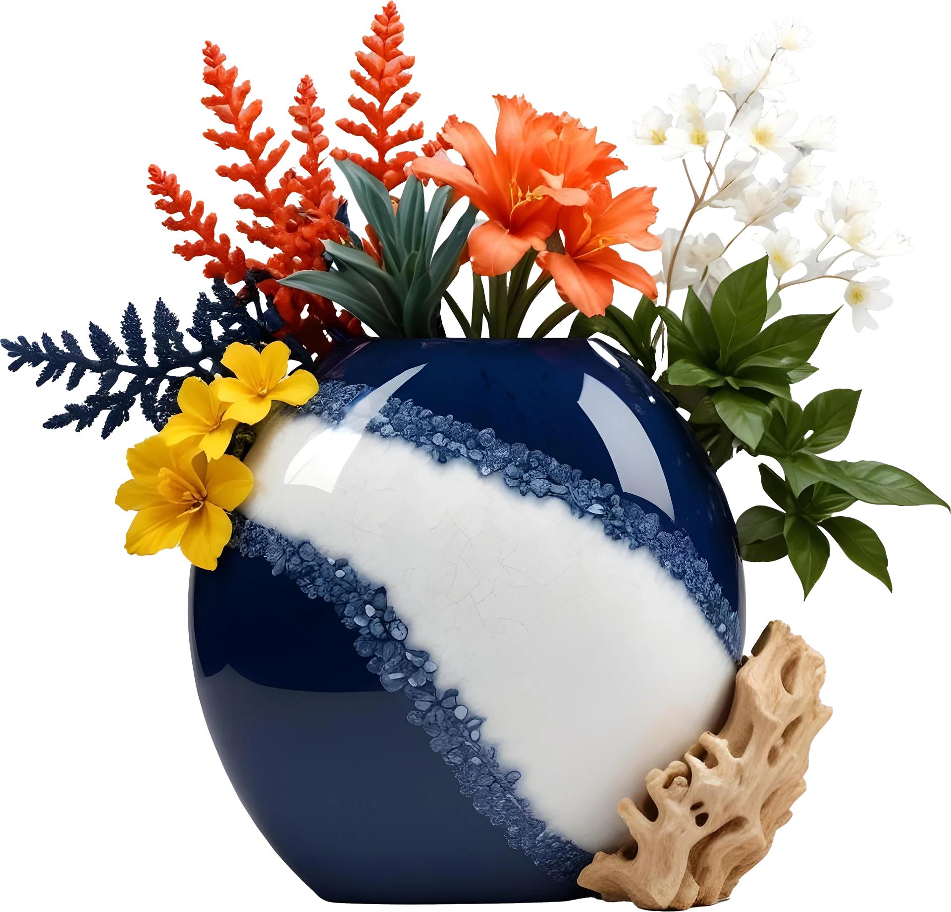 Golden Tides – Tropical Luxe Geode Vase PNG product image (1)